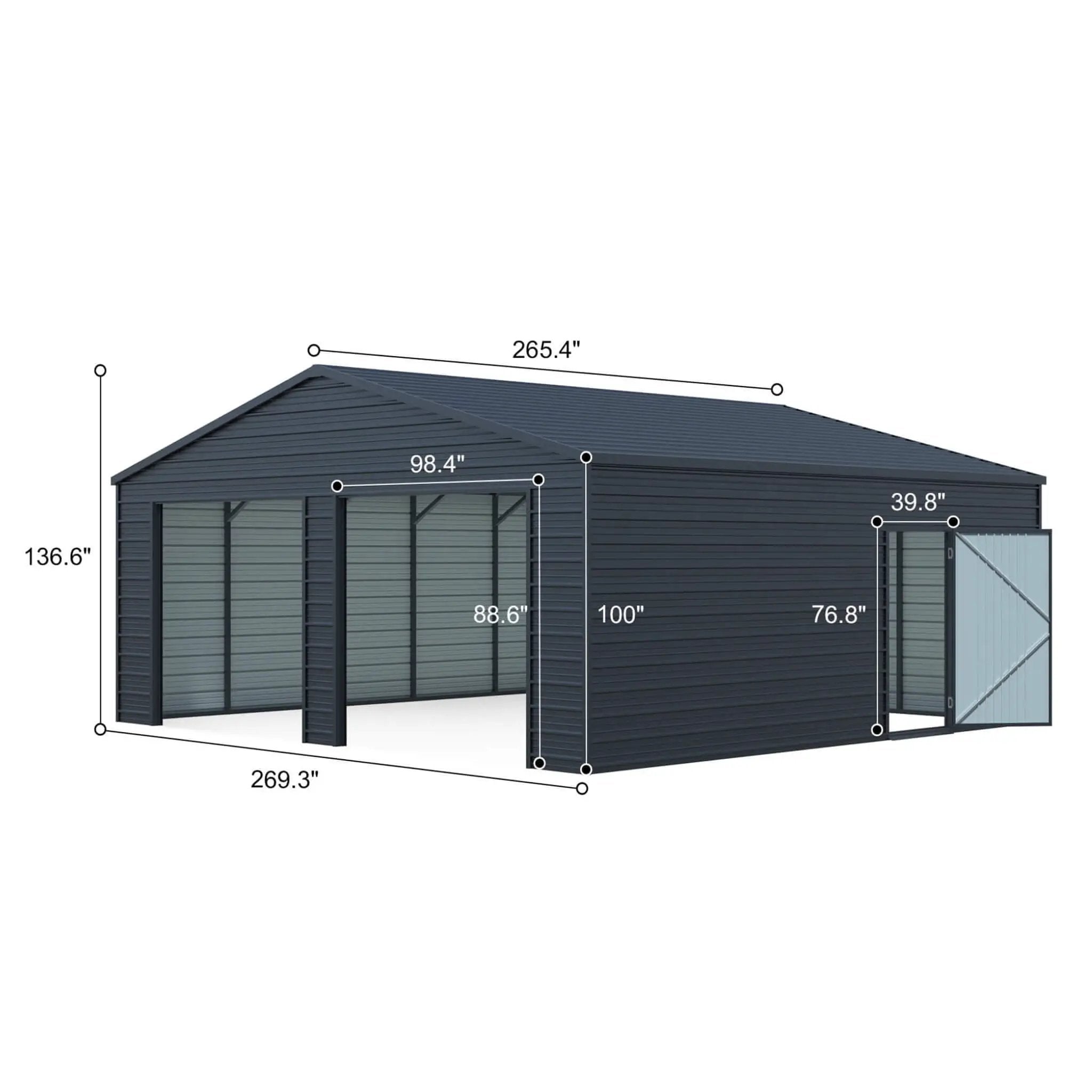 Heavy-Duty Double Garage Galvanized Steel Shed With Side Door (SAK84271) by SAKSBY WHOLESALE