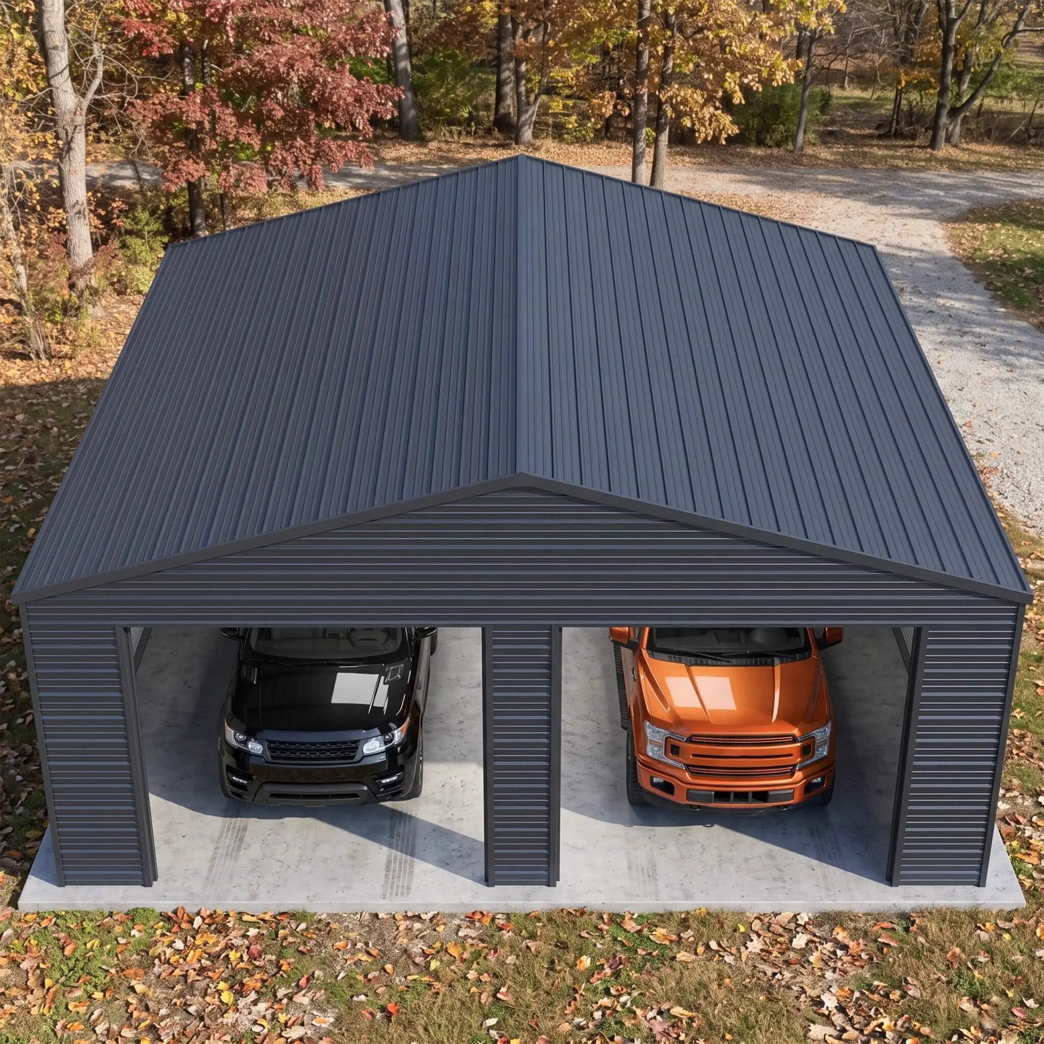 Heavy-Duty Double Garage Galvanized Steel Shed With Side Door (SAK84271) by SAKSBY WHOLESALE