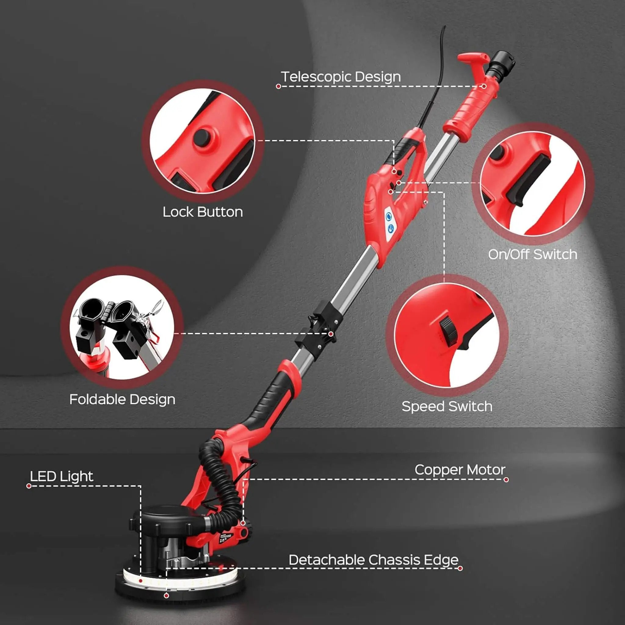 Heavy-Duty Drywall Ceiling Pole Sander Vacuum Tool (SAK93935) by SAKSBY WHOLESALE