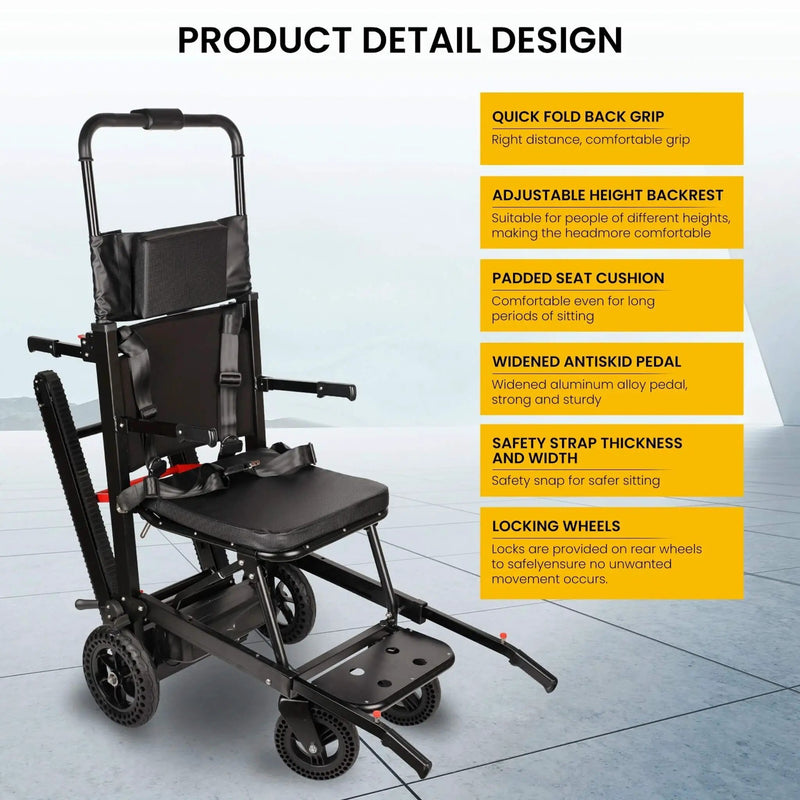 Motivo Heavy-Duty Electric Foldable Stair Climbing Wheelchair, 450LBS [FDA-Approved (SAK92801) by SAKSBY WHOLESALE