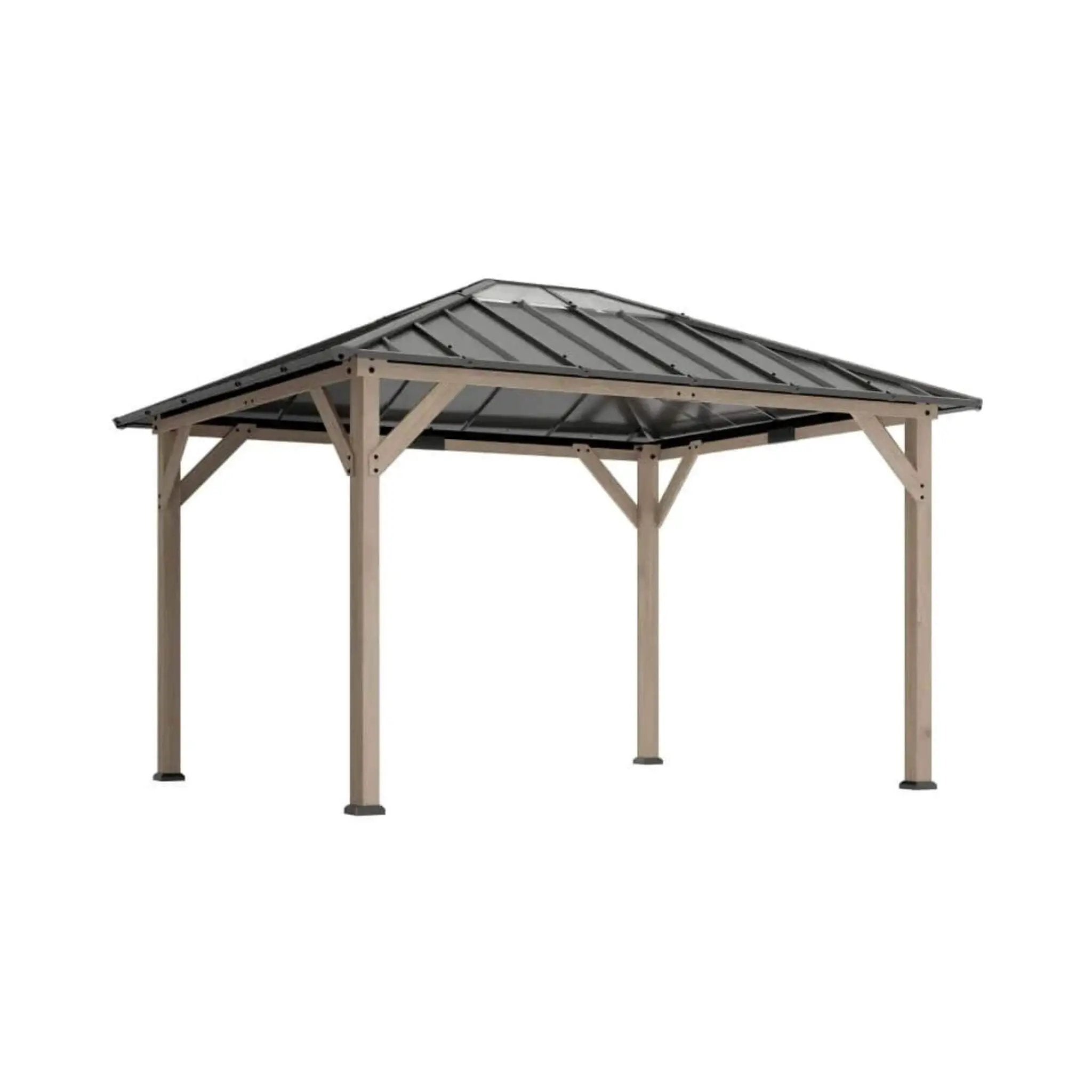 [08X10] Alora Heavy-Duty Fir Wood Hardtop Gazebo With Galvanized Steel Roof And Ceiling Hooks (SAK29467) by SAKSBY WHOLESALE