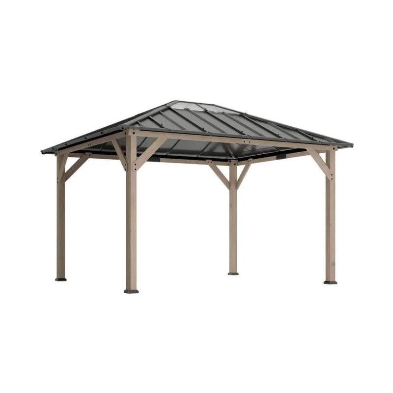 [08X10] Alora Heavy-Duty Fir Wood Hardtop Gazebo With Galvanized Steel Roof And Ceiling Hooks (SAK29467) by SAKSBY WHOLESALE