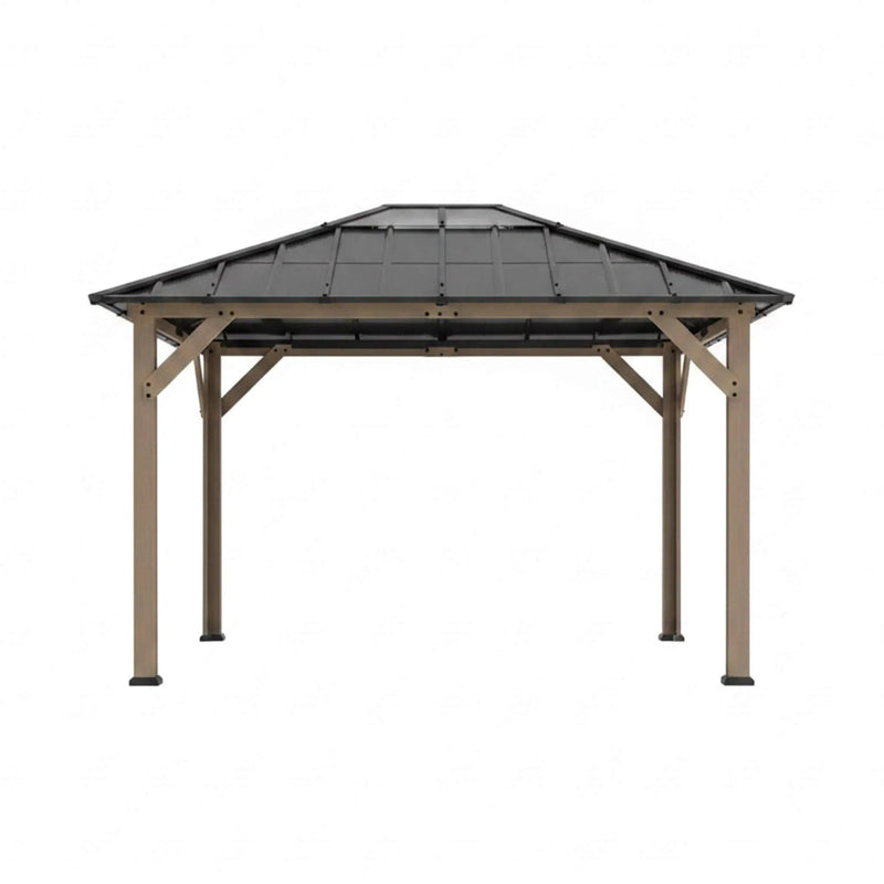 [08X10] Alora Heavy-Duty Fir Wood Hardtop Gazebo With Galvanized Steel Roof And Ceiling Hooks (SAK29467) by SAKSBY WHOLESALE