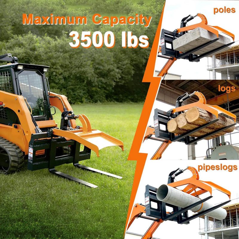 Heavy-Duty Fork Grapple Skid Steer Attachment With Universal Quick Attach (SAK10478) by SAKSBY WHOLESALE