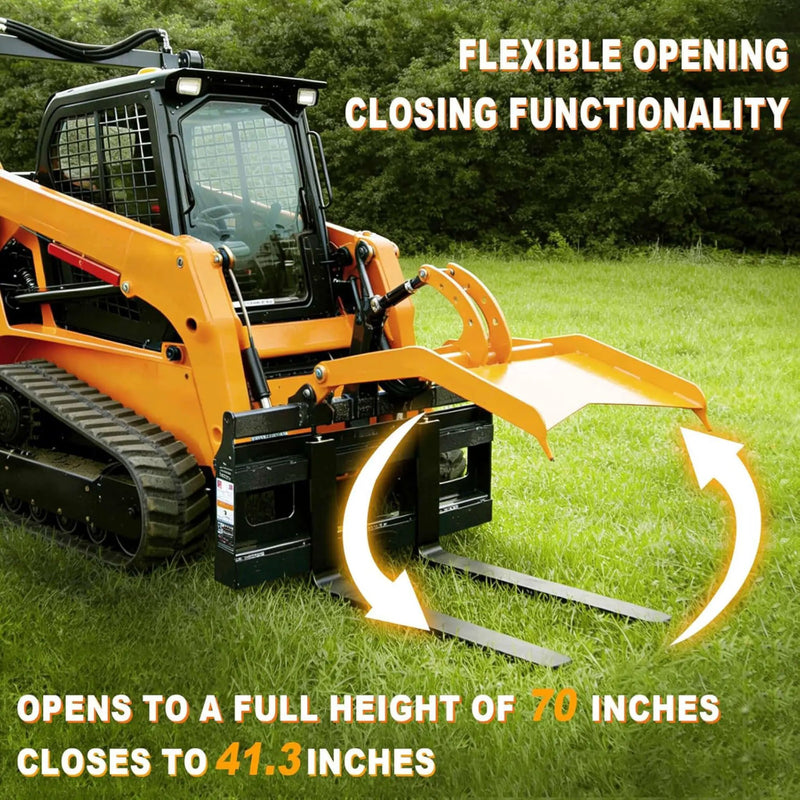 Heavy-Duty Fork Grapple Skid Steer Attachment With Universal Quick Attach (SAK10478) by SAKSBY WHOLESALE