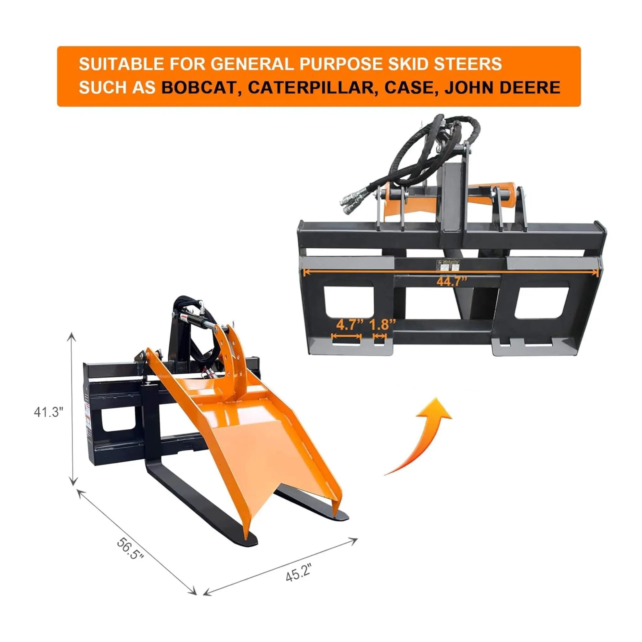 Heavy-Duty Fork Grapple Skid Steer Attachment With Universal Quick Attach (SAK10478) by SAKSBY WHOLESALE
