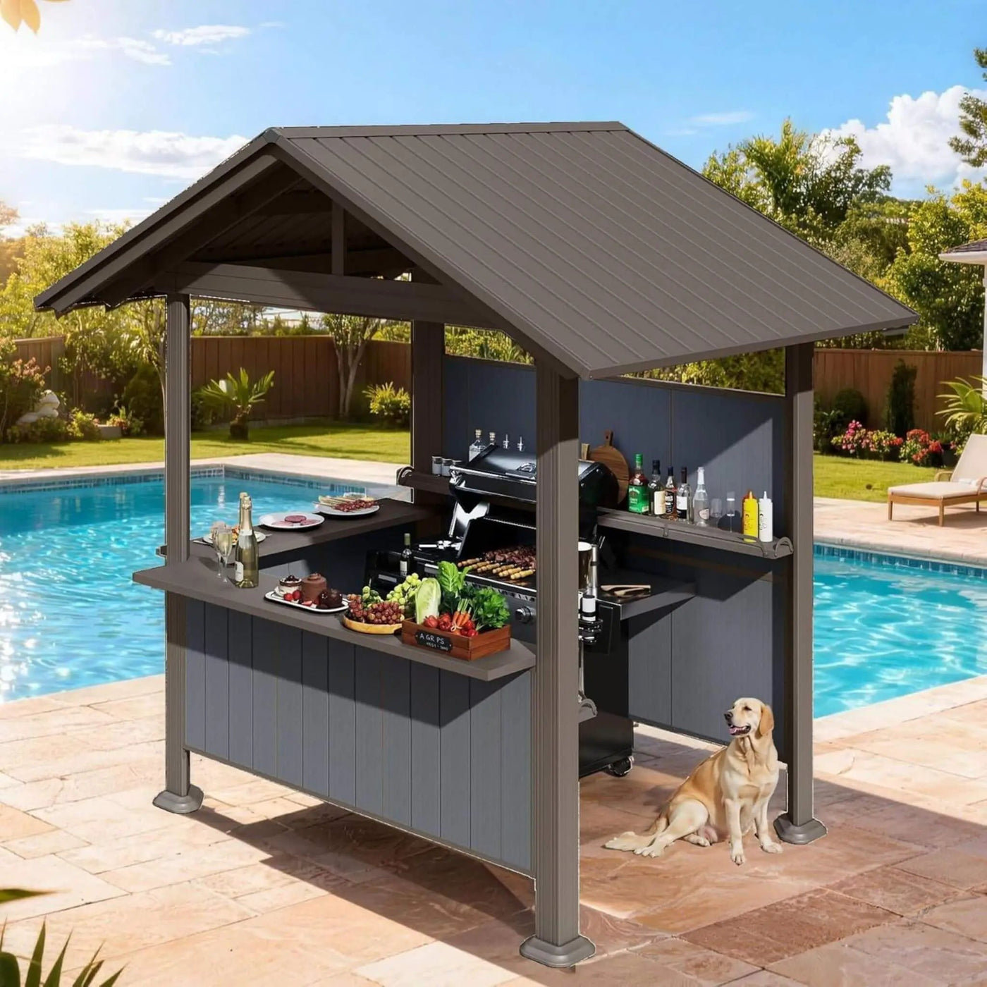 [06X09FT] Alora Heavy-Duty Gable Roof Hardtop Grill Gazebo (SAK49731) by SAKSBY WHOLESALE