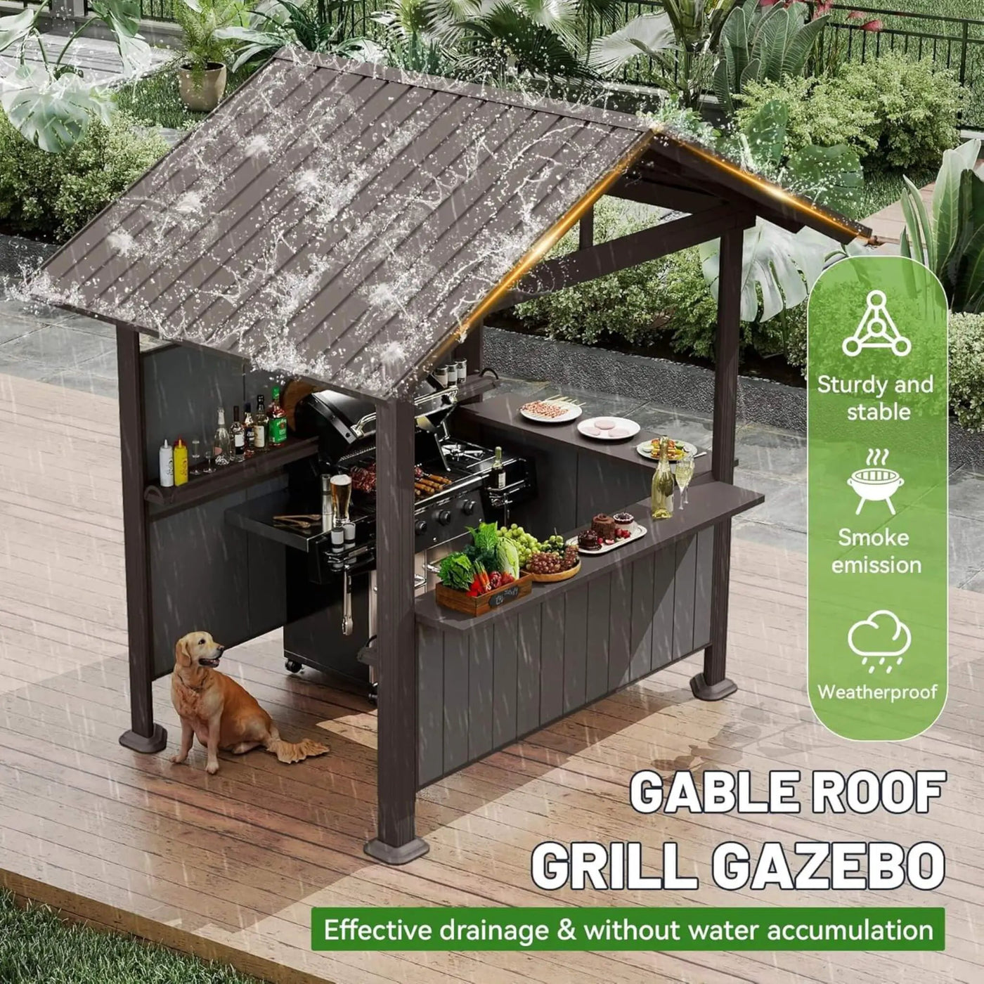 [06X09FT] Alora Heavy-Duty Gable Roof Hardtop Grill Gazebo (SAK49731) by SAKSBY WHOLESALE