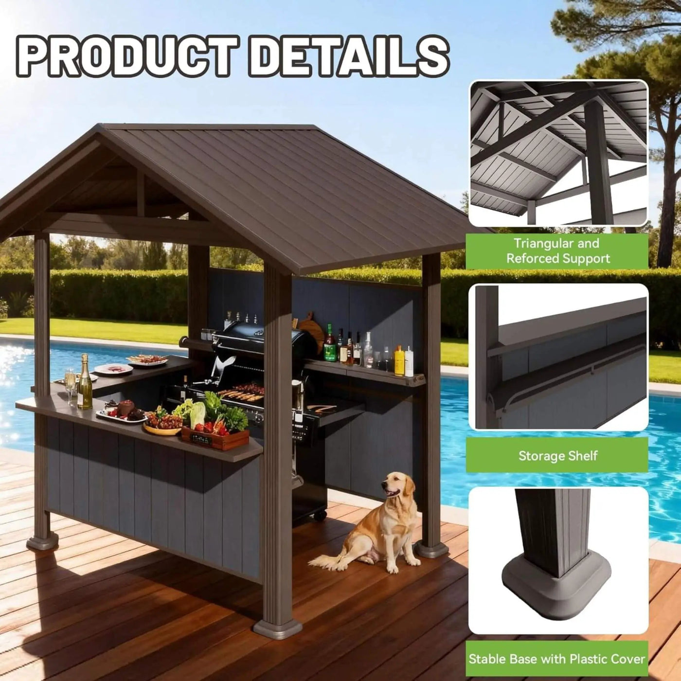[06X09FT] Alora Heavy-Duty Gable Roof Hardtop Grill Gazebo (SAK49731) by SAKSBY WHOLESALE