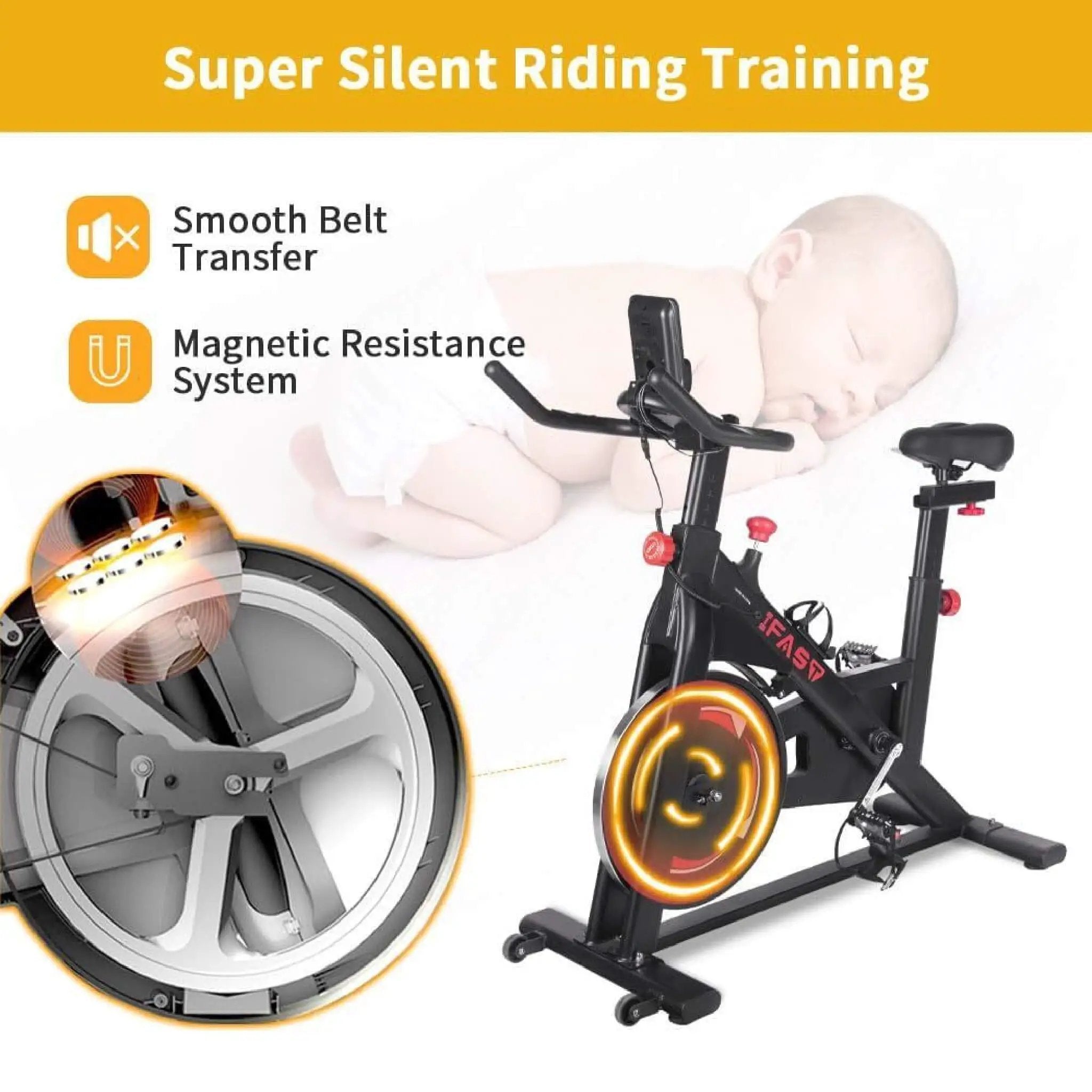 IFast Heavy-Duty Indoor Smart Stationary Fitness Cardio Training Spin Bike For Home Gyms (SAK65195) by SAKSBY WHOLESALE