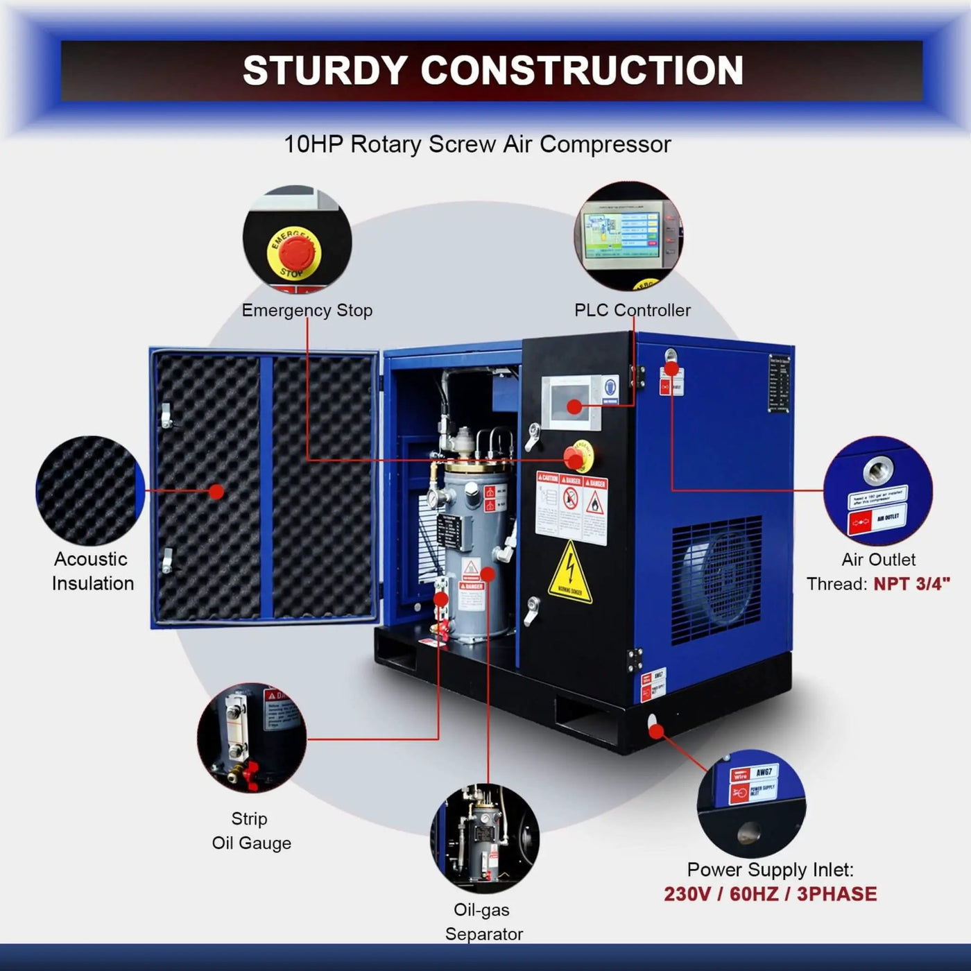 Heavy-Duty Industrial Rotary Screw Air Compressor (SAK04891) by SAKSBY WHOLESALE