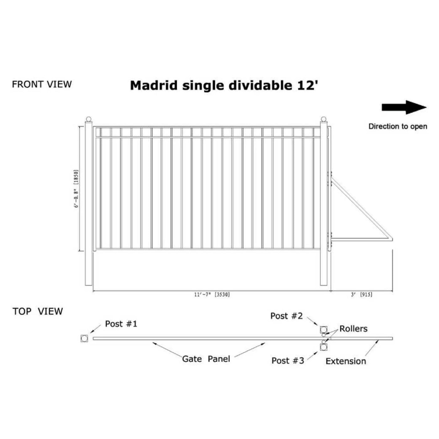 [12-30FT] Heavy-Duty Madrid-Style Premium Steel Sliding Driveway Gate (SAK23857) by SAKSBY WHOLESALE