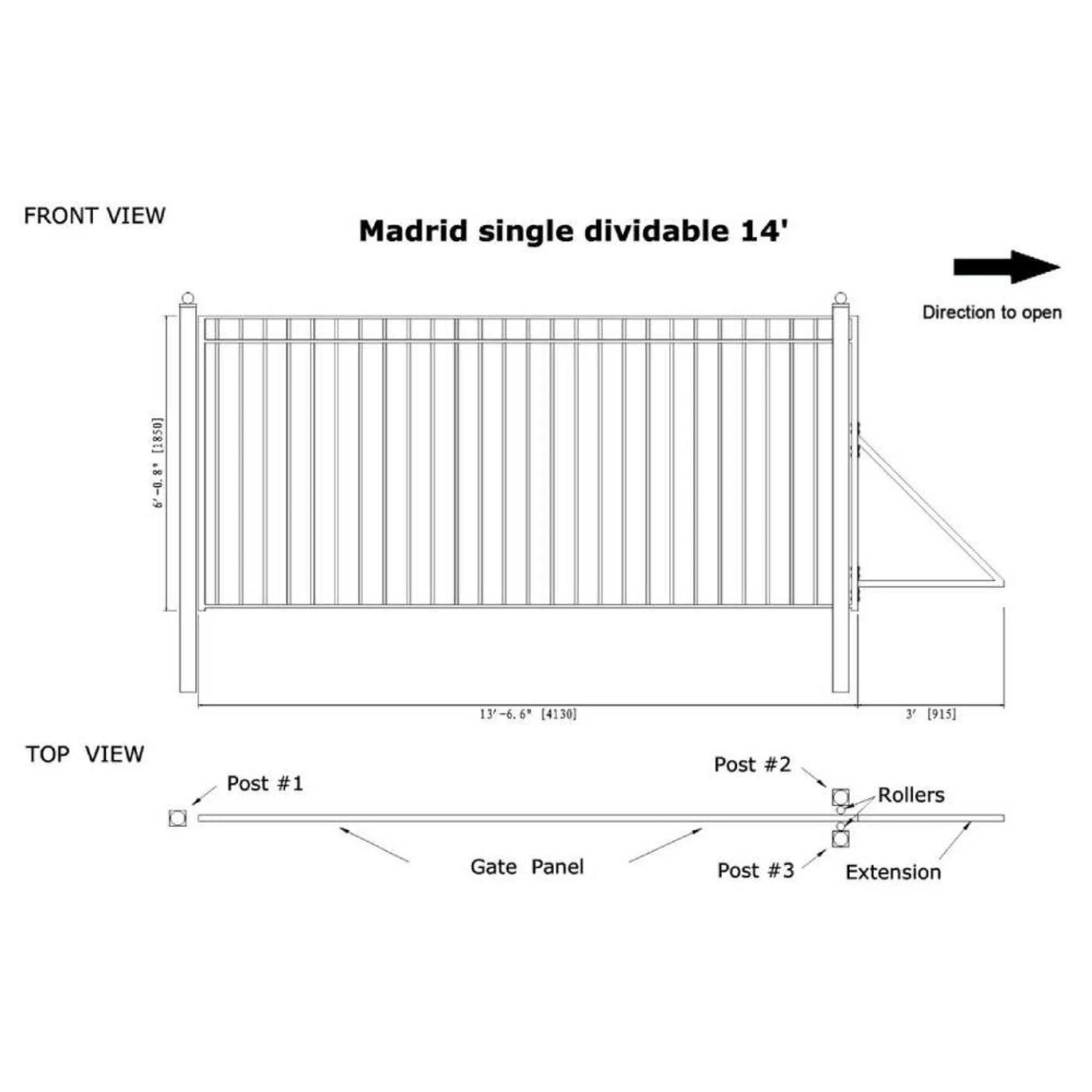 [12-30FT] Heavy-Duty Madrid-Style Premium Steel Sliding Driveway Gate (SAK23857) by SAKSBY WHOLESALE