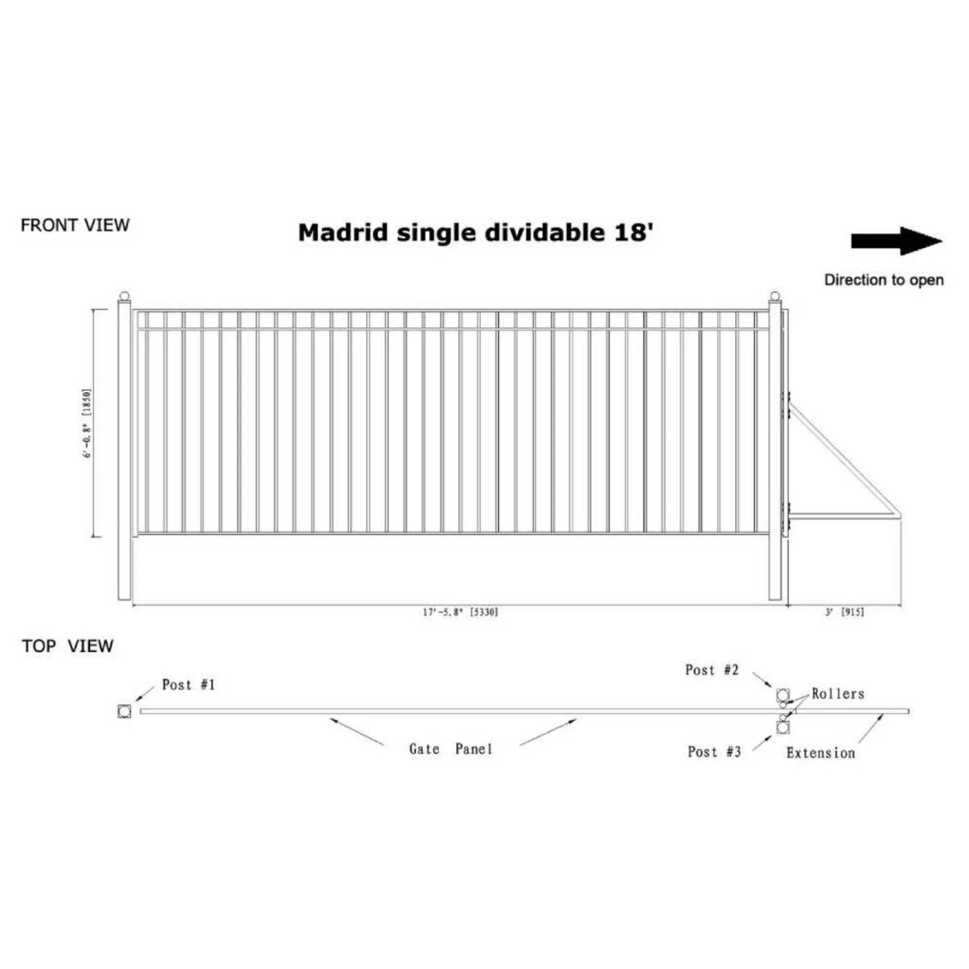 [12-30FT] Heavy-Duty Madrid-Style Premium Steel Sliding Driveway Gate (SAK23857) by SAKSBY WHOLESALE