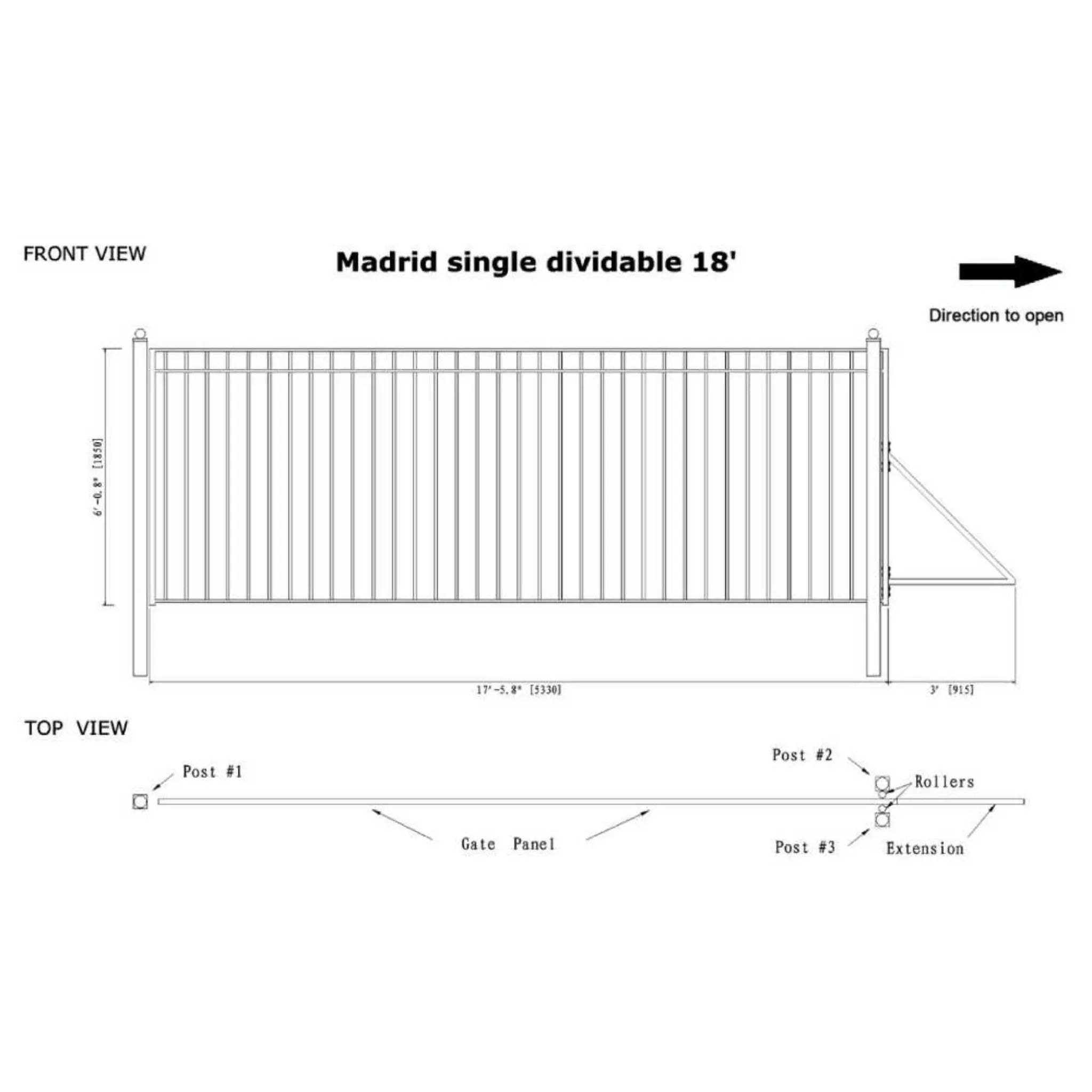 [12-30FT] Heavy-Duty Madrid-Style Premium Steel Sliding Driveway Gate (SAK23857) by SAKSBY WHOLESALE