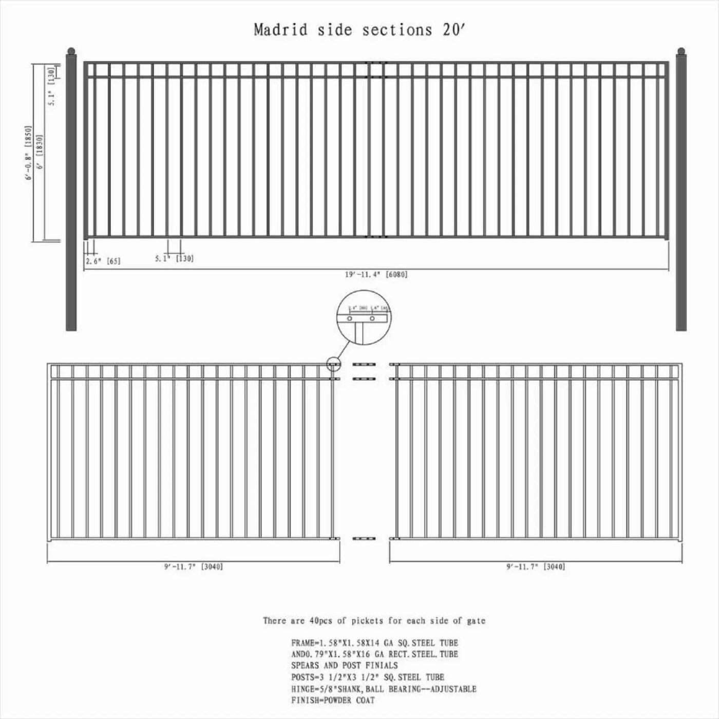 [12-30FT] Heavy-Duty Madrid-Style Premium Steel Sliding Driveway Gate (SAK23857) by SAKSBY WHOLESALE