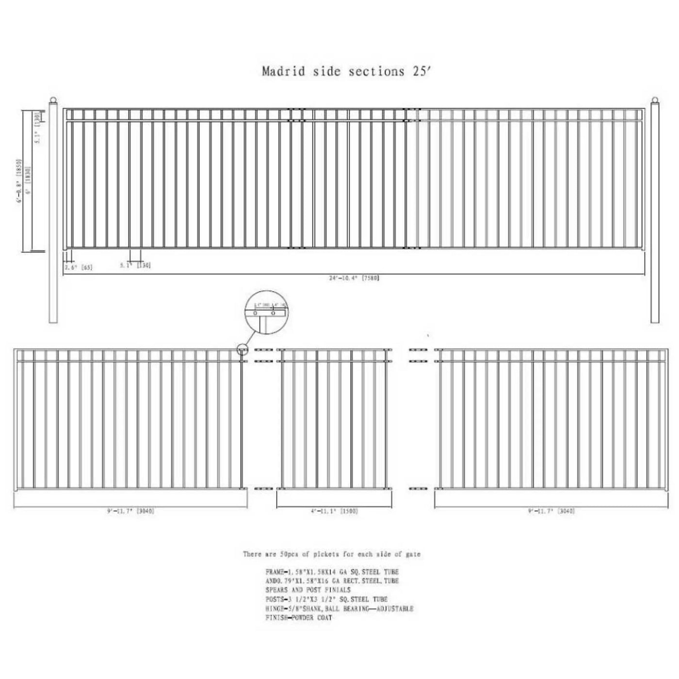 [12-30FT] Heavy-Duty Madrid-Style Premium Steel Sliding Driveway Gate (SAK23857) by SAKSBY WHOLESALE