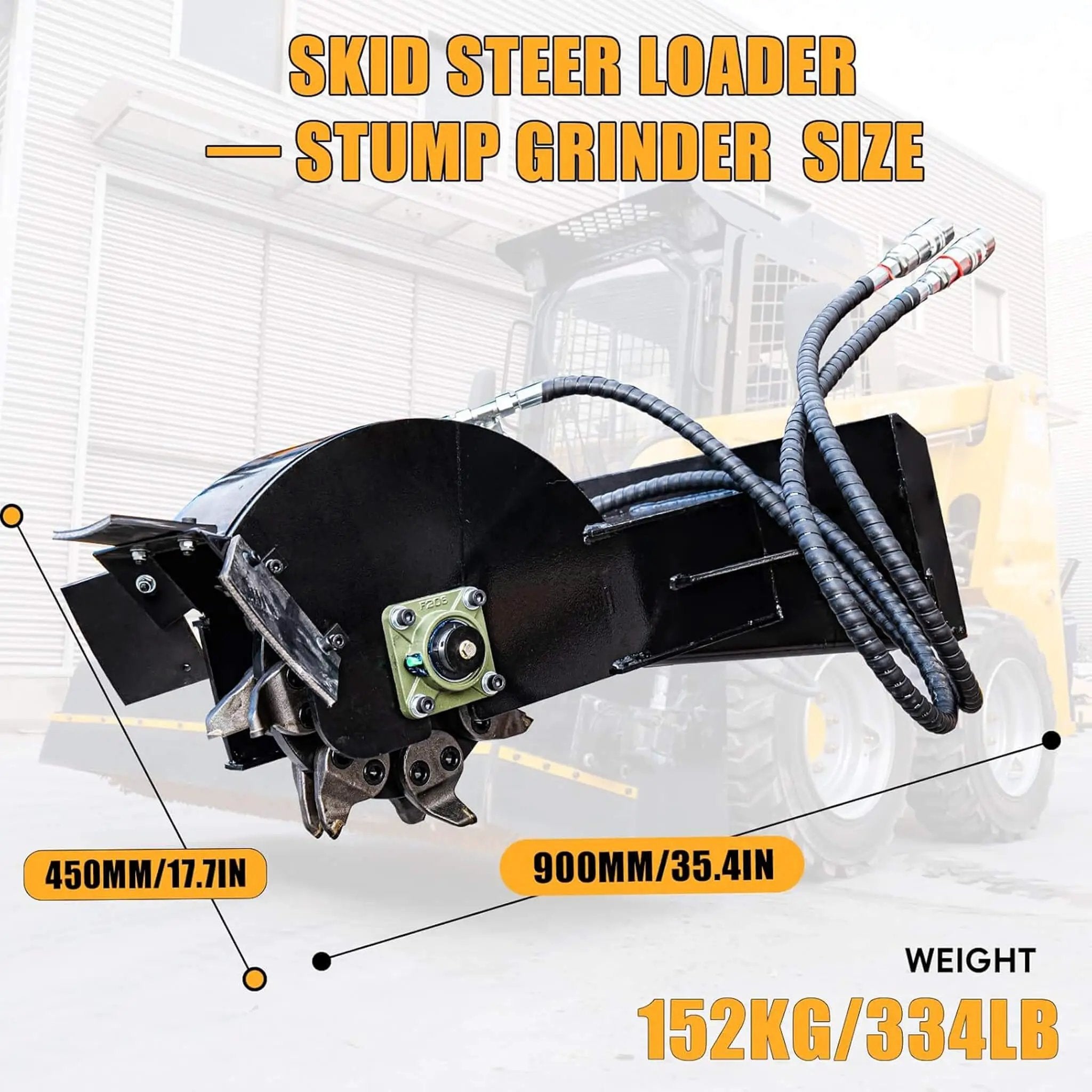 Heavy-Duty Mini Skid Steer Stump Grinder Attachment With Carbide Steel Teeth (SAK57481) by SAKSBY WHOLESALE