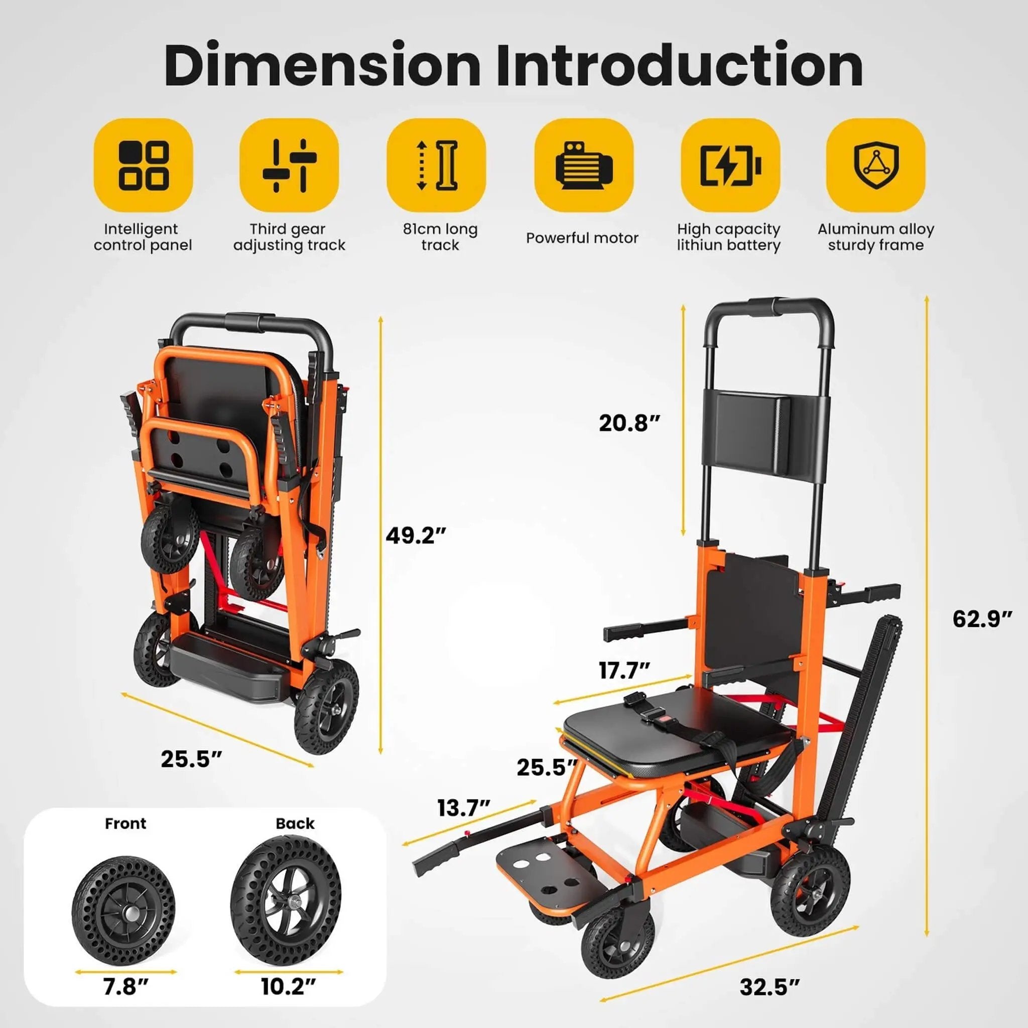 Motivo Heavy-Duty 440LBS Motorized Stair Climbing Wheelchair [FDA-Approved] (SAK47103) by SAKSBY WHOLESALE