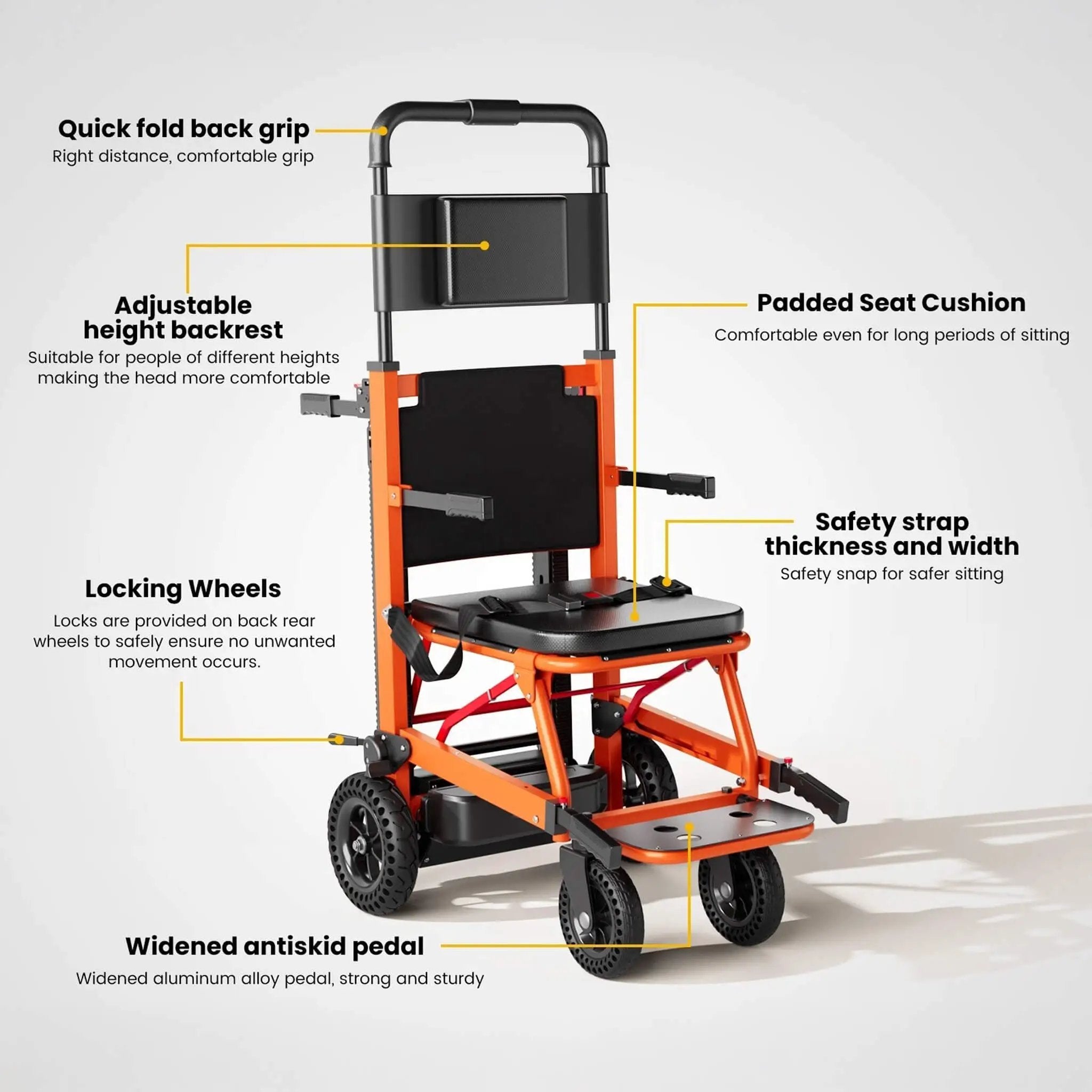 Motivo Heavy-Duty 440LBS Motorized Stair Climbing Wheelchair [FDA-Approved] (SAK47103) by SAKSBY WHOLESALE