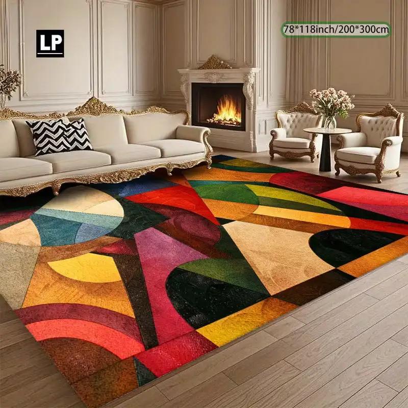 Heavy-Duty Non-Slip Abstract Geometric Velvet Area Carpet by House Of Avana