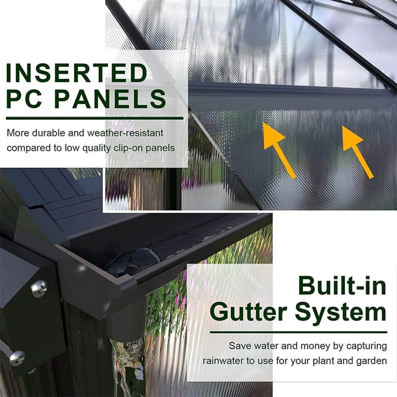 [10X12FT] Heavy-Duty Outdoor Walk-In Polycarbonate Patio Greenhouse With Sliding Doors & Vents (SAK92846) by SAKSBY WHOLESALE