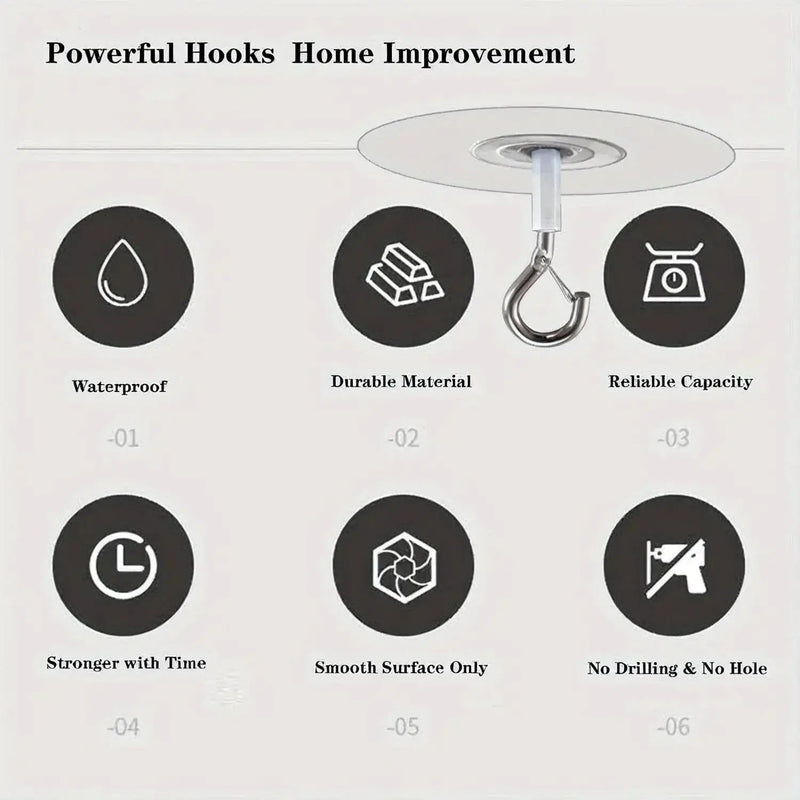 Heavy Duty Plastic Ceiling Hooks with Self-Adhesive Water Resistant Design by House Of Avana