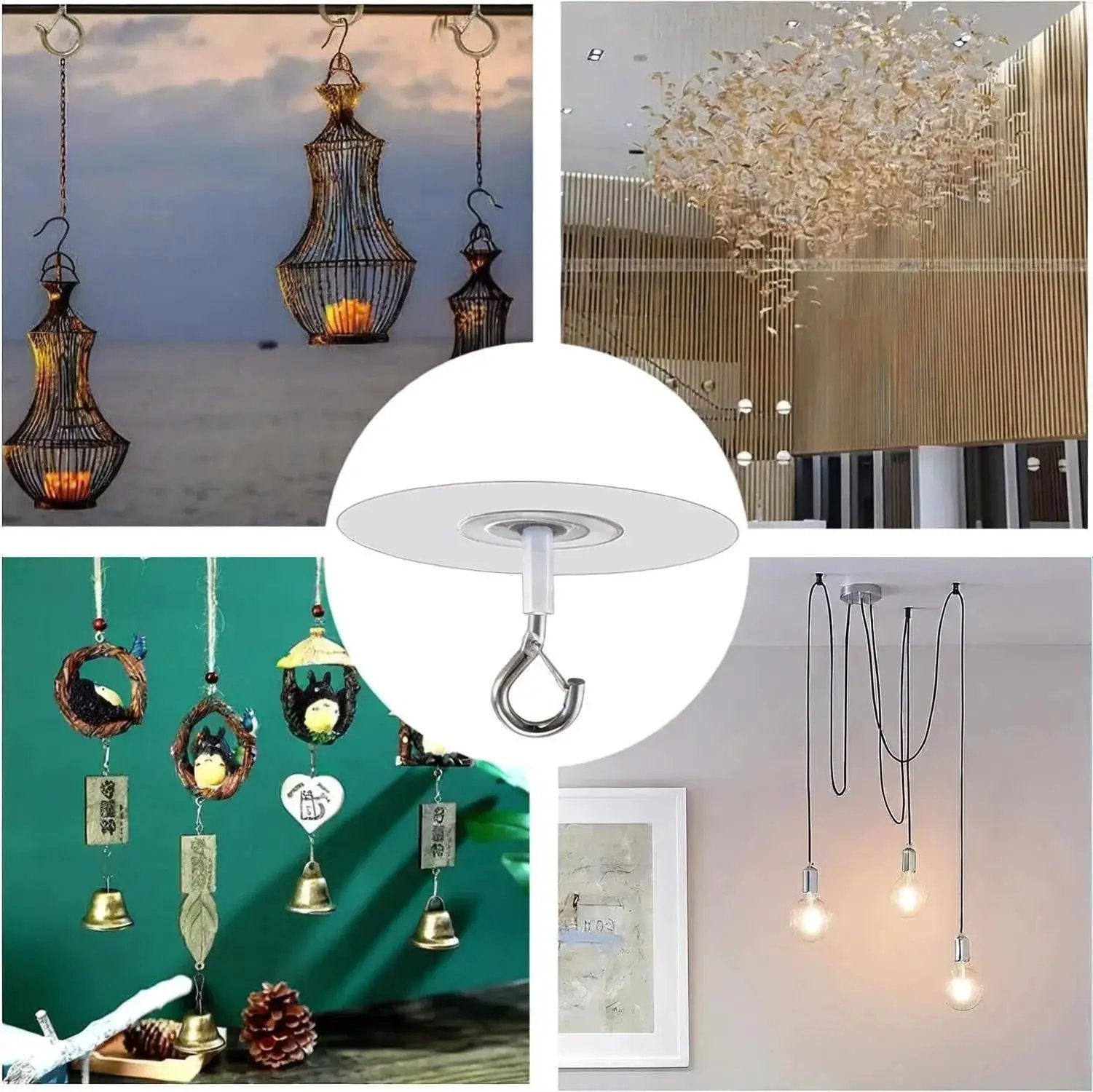 Heavy Duty Plastic Ceiling Hooks with Self-Adhesive Water Resistant Design by House Of Avana