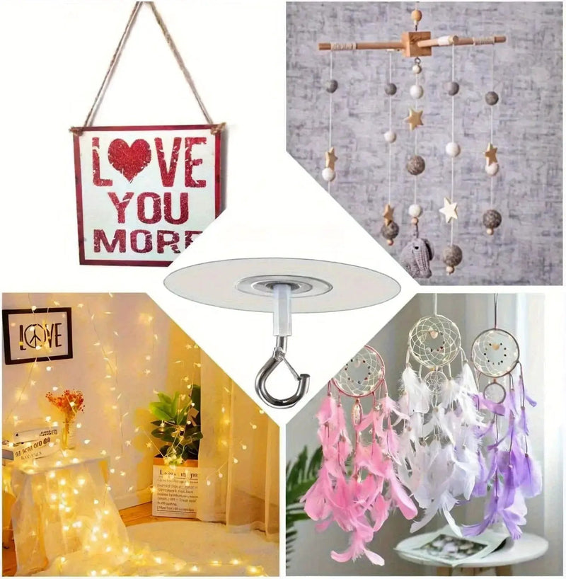 Heavy Duty Plastic Ceiling Hooks with Self-Adhesive Water Resistant Design by House Of Avana