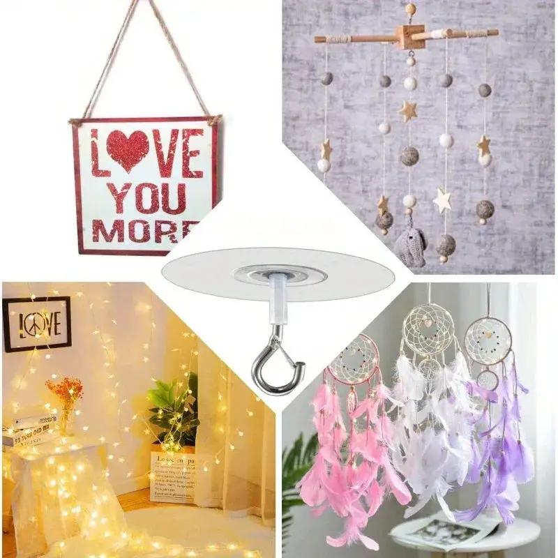 Heavy Duty Plastic Ceiling Hooks with Self-Adhesive Water Resistant Design by House Of Avana