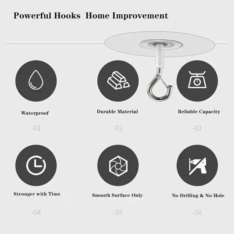 Heavy Duty Plastic Ceiling Hooks with Self-Adhesive Water Resistant Design by House Of Avana