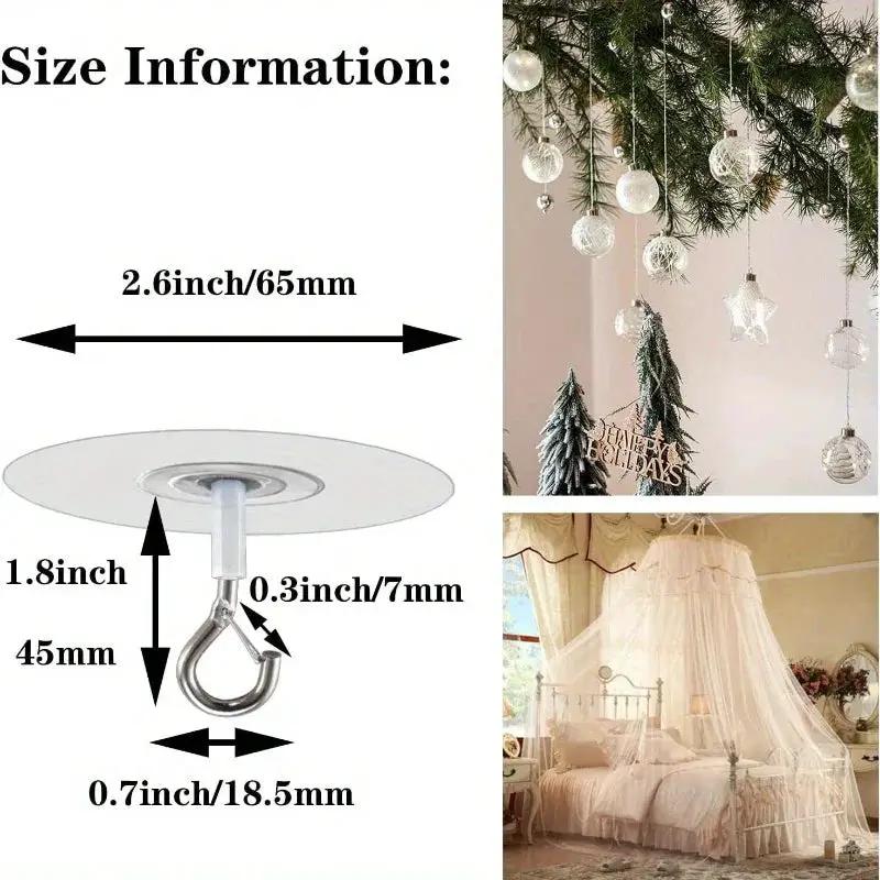 Heavy Duty Plastic Ceiling Hooks with Self-Adhesive Water Resistant Design by House Of Avana