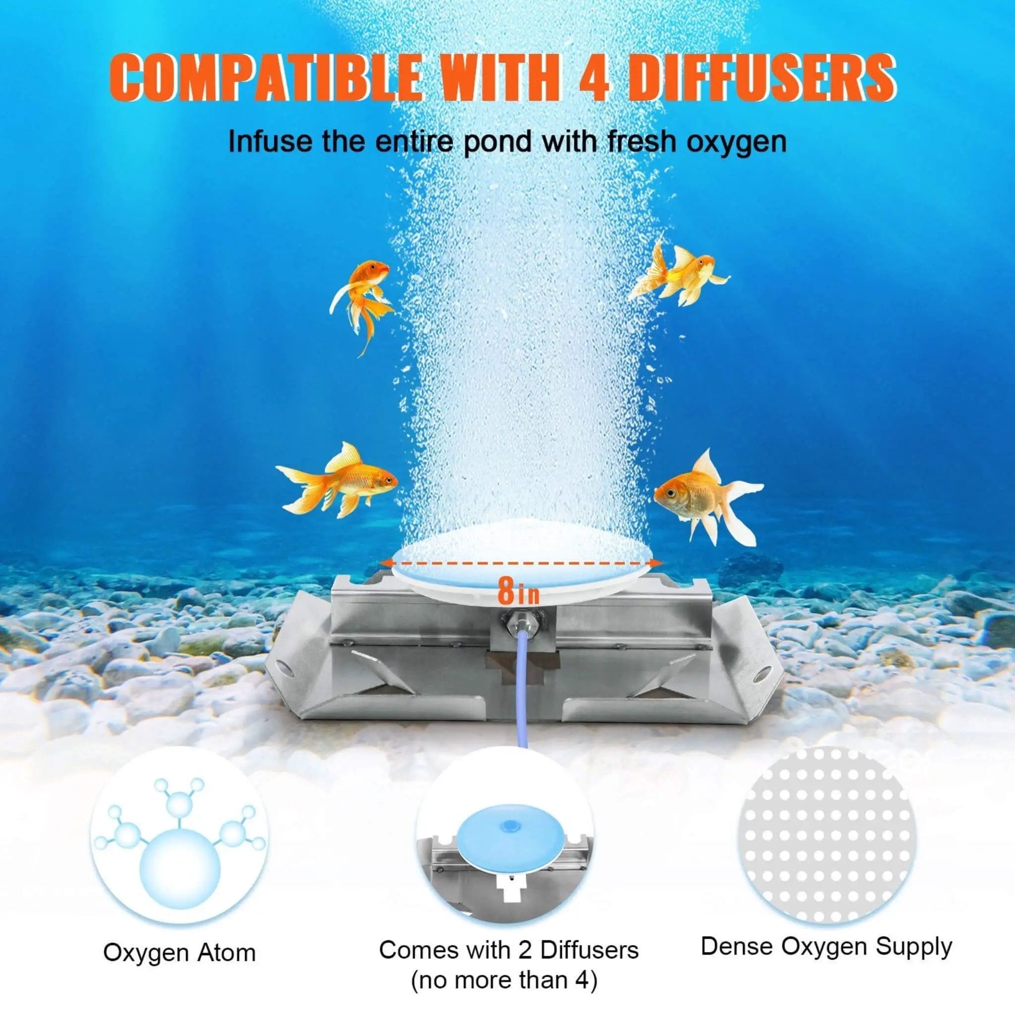Heavy-Duty Pond Aerator Kit With Compressor, Diffusers And Weighted Tubing (SAK08795) by SAKSBY WHOLESALE