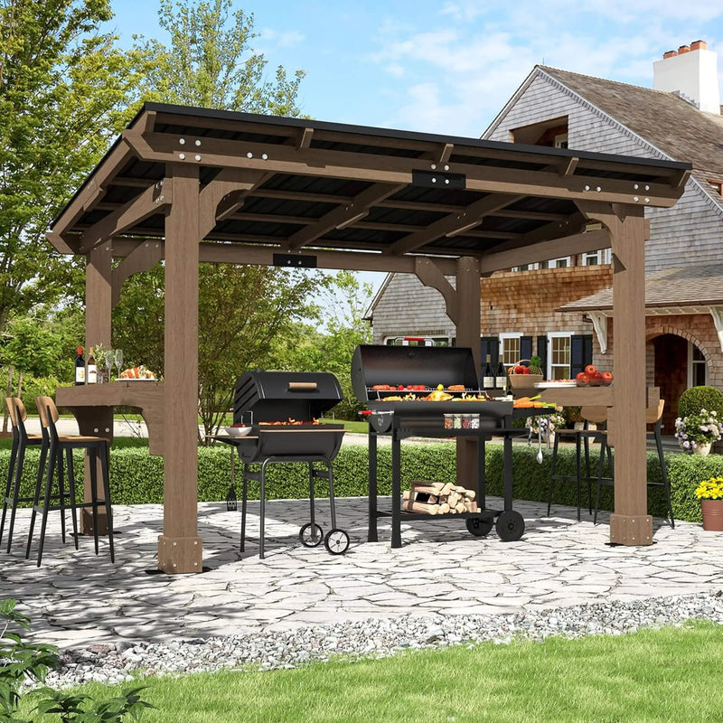 Alora Heavy-Duty Premium Wooden Grill Gazebo With Sloped Metal Roof (SAK61583) by SAKSBY WHOLESALE