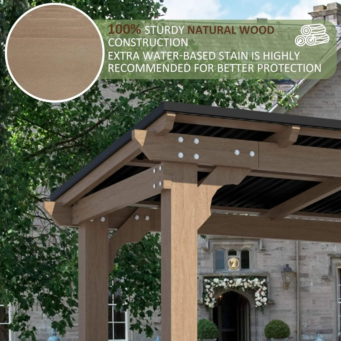 Heavy-Duty Premium Wooden Grill Gazebo With Sloped Metal Roof (SAK61583) by SAKSBY WHOLESALE