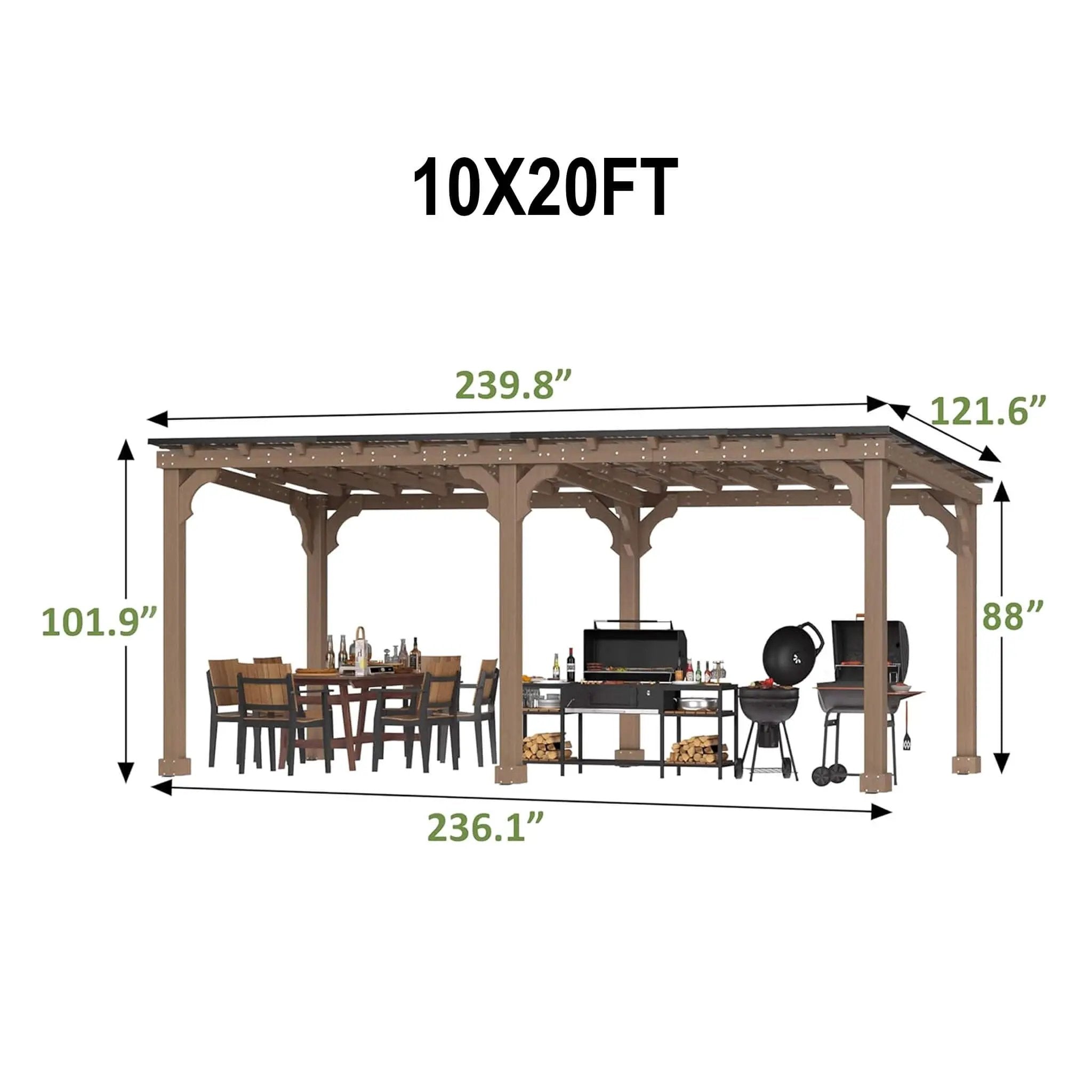 Alora Heavy-Duty Premium Wooden Grill Gazebo With Sloped Metal Roof (SAK61583) by SAKSBY WHOLESALE