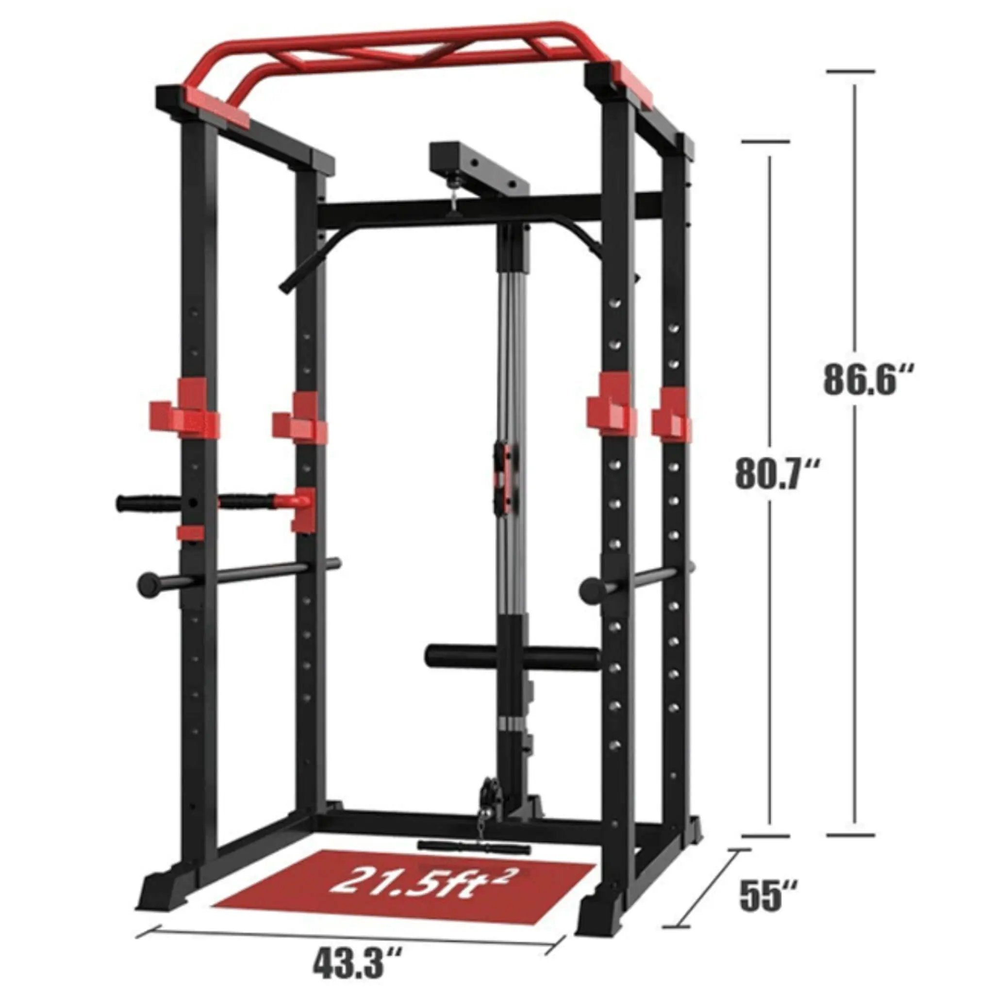 Rovix Heavy-Duty 1000LBS Professional Multi-Function Adjustable Power Cage Rack (SAK98149) by SAKSBY WHOLESALE
