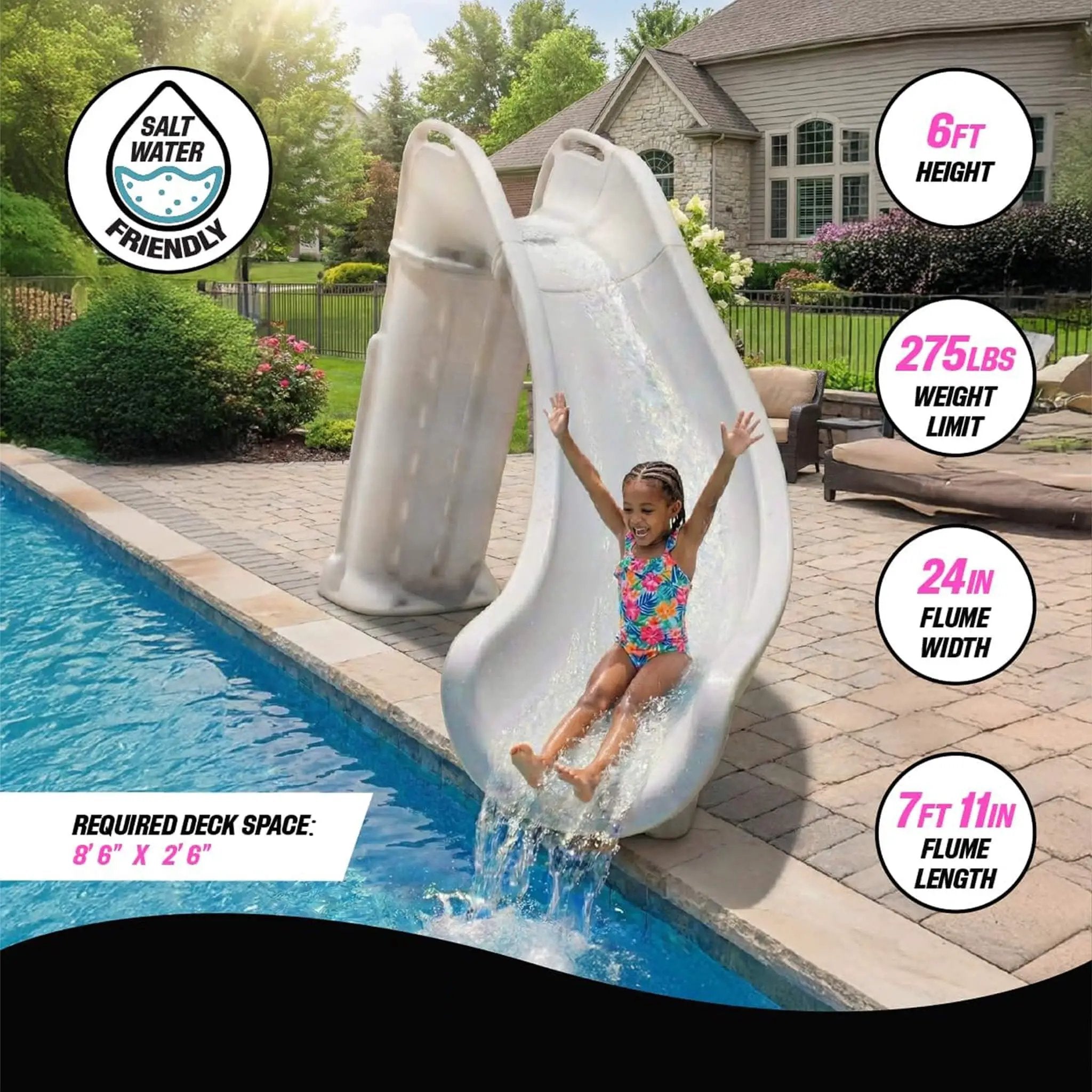 Heavy-Duty Commercial Reinforced Leak-Proof Waterslide With Handrails (SAK93157) by SAKSBY WHOLESALE