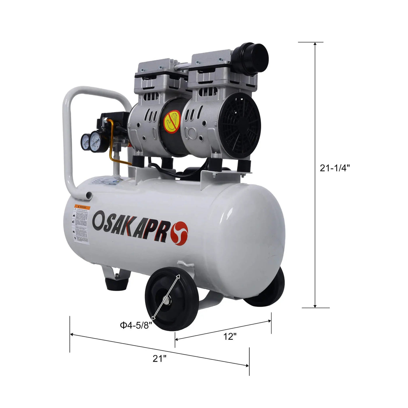 Heavy Duty 1.5/2.5HP Silent Oil-Free Portable Air Compressor With Wheels And Auto Drain (SAK53462) by SAKSBY WHOLESALE
