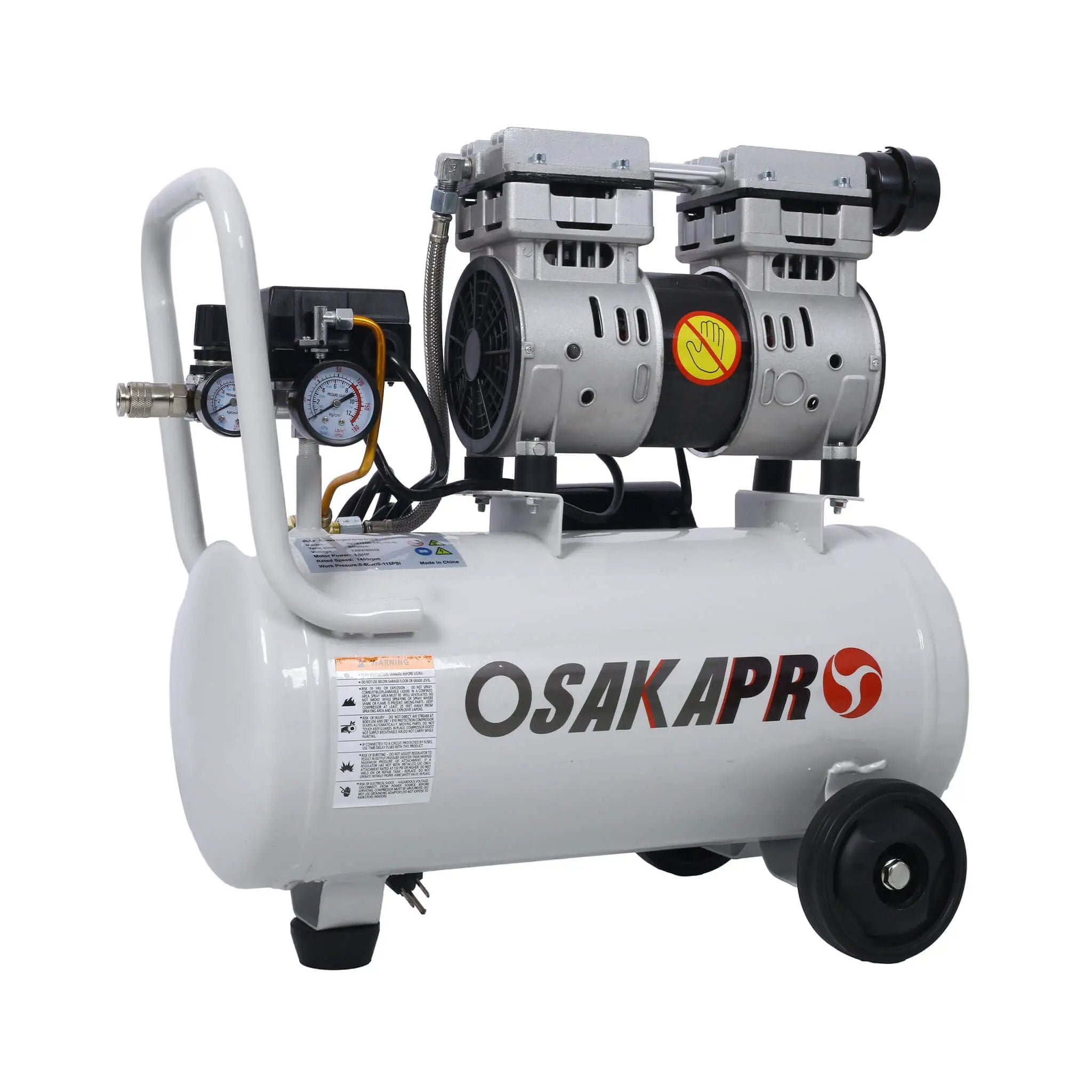 Heavy Duty 1.5/2.5HP Silent Oil-Free Portable Air Compressor With Wheels And Auto Drain (SAK53462) by SAKSBY WHOLESALE