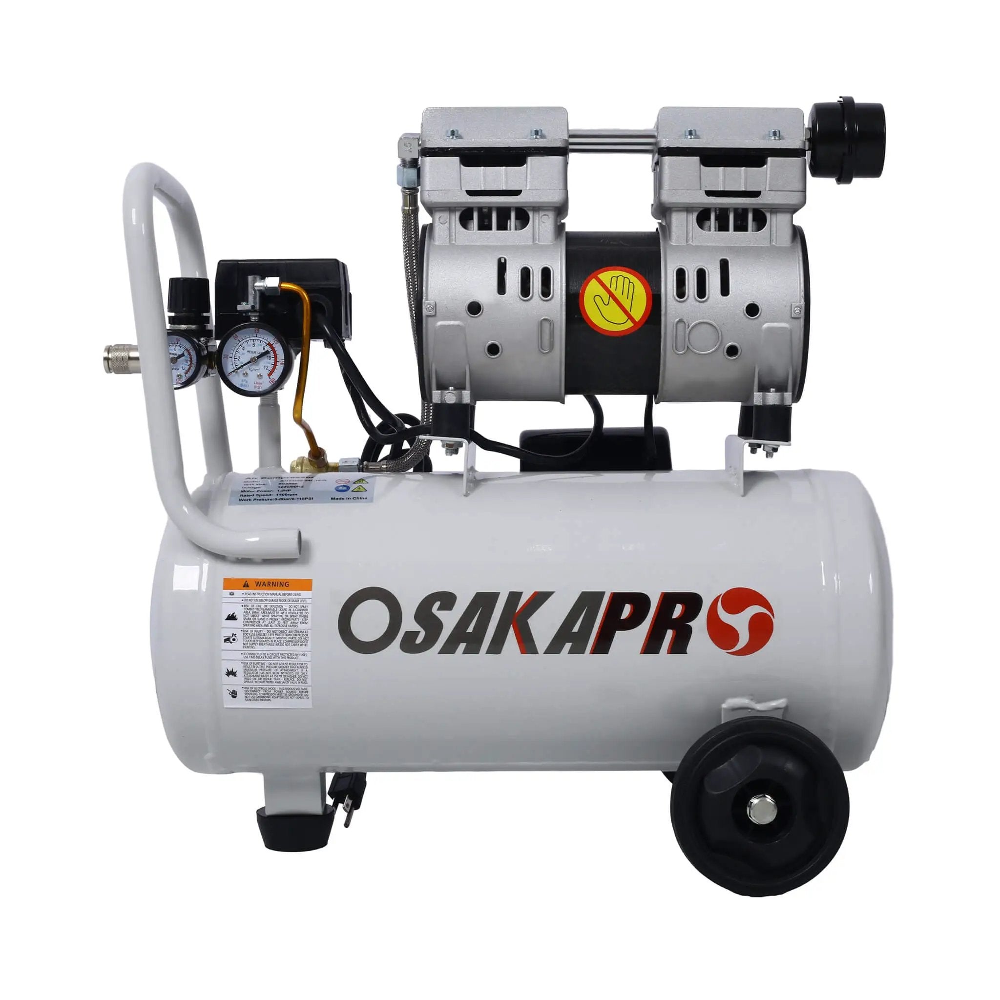 Heavy Duty 1.5/2.5HP Silent Oil-Free Portable Air Compressor With Wheels And Auto Drain (SAK53462) by SAKSBY WHOLESALE