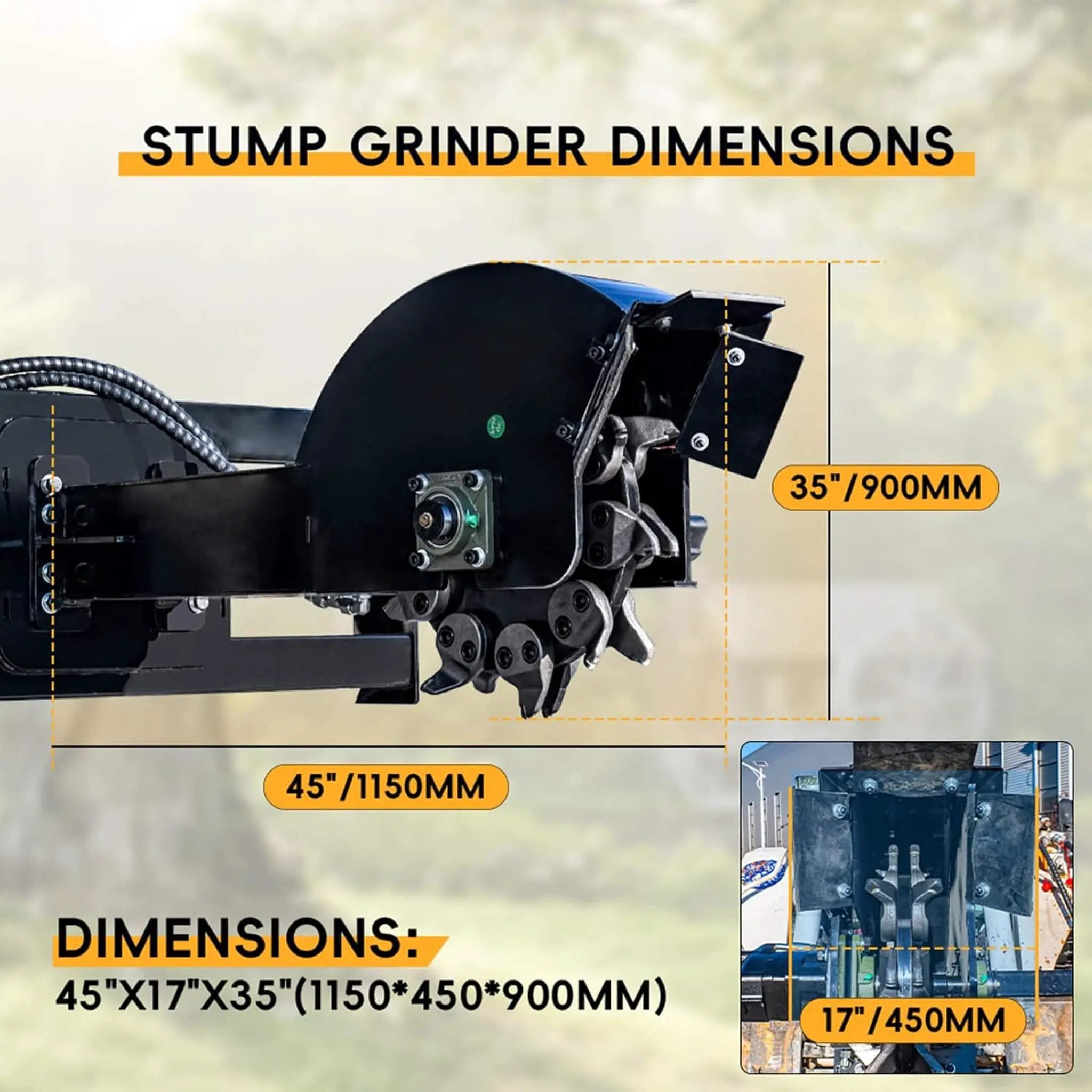 Heavy-Duty Skid Steer Stump Grinder Attachment With High-Speed Cutting Wheel (SAK52096) by SAKSBY WHOLESALE