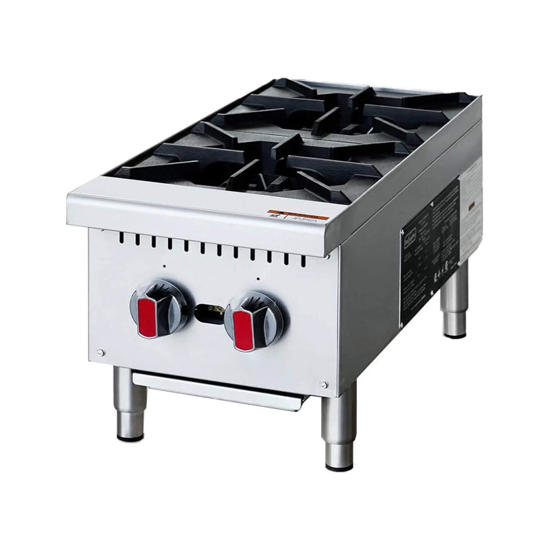 Heavy-Duty Stainless Steel Commercial 2-Burner 50K BTU Countertop Gas Stove Range (SAK29475) by SAKSBY WHOLESALE