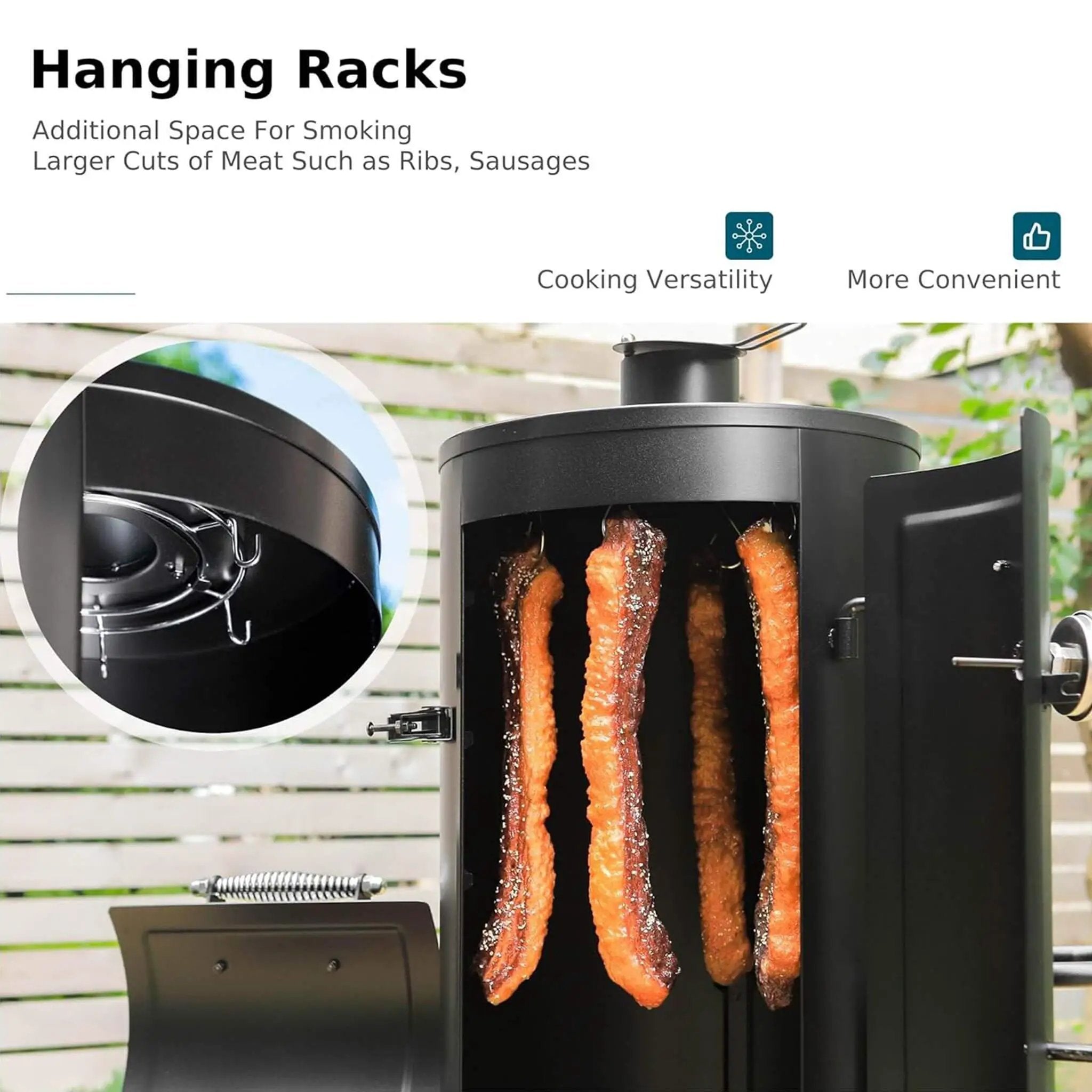 Heavy-Duty Vertical Extra-Large Charcoal Offset BBQ Smoker Grill Combo (SAK80247) by SAKSBY WHOLESALE