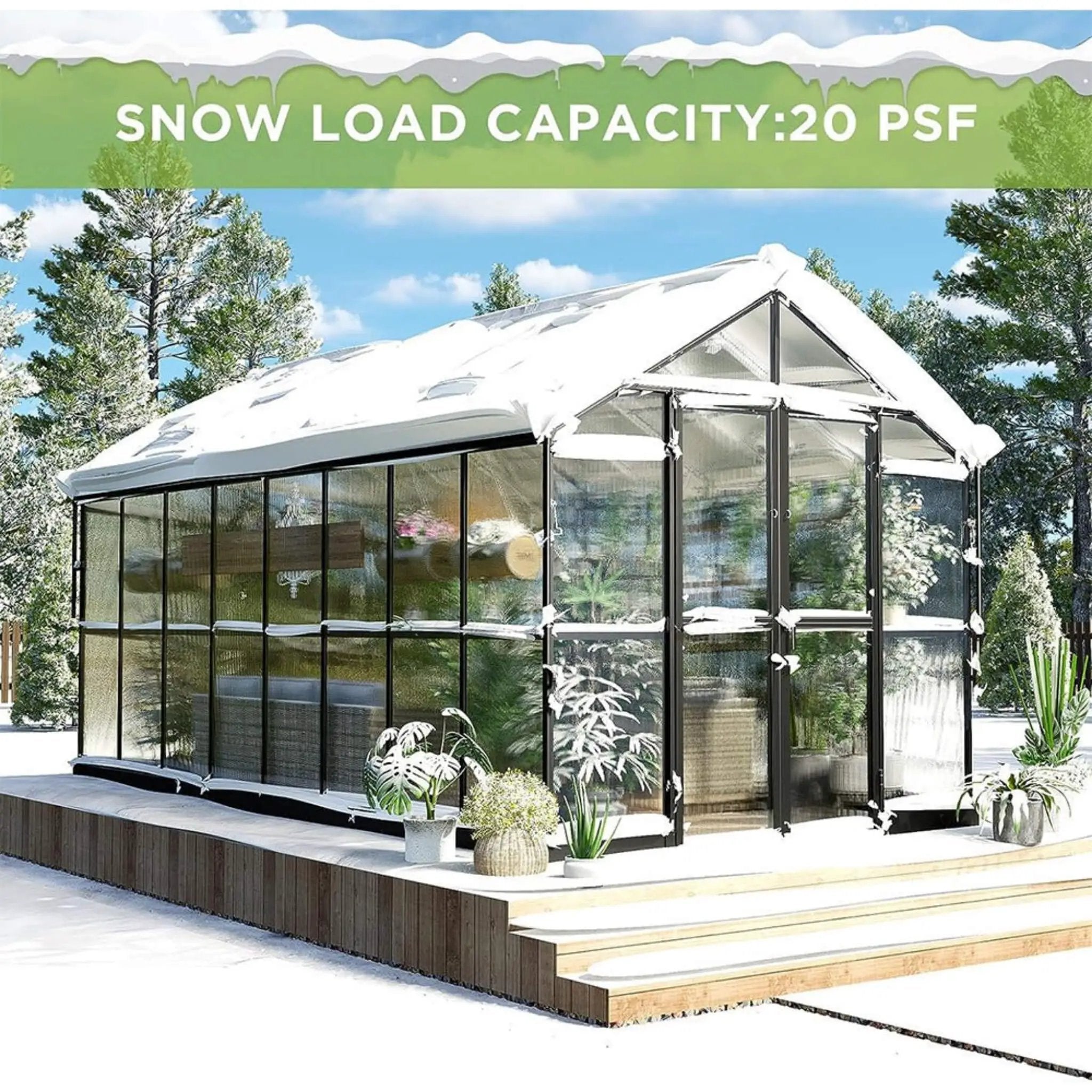 [08X16FT] Heavy-Duty Outdoor Walk-In Polycarbonate Patio Greenhouse With Double Swing Doors, 6MM (SAK26153) by SAKSBY WHOLESALE