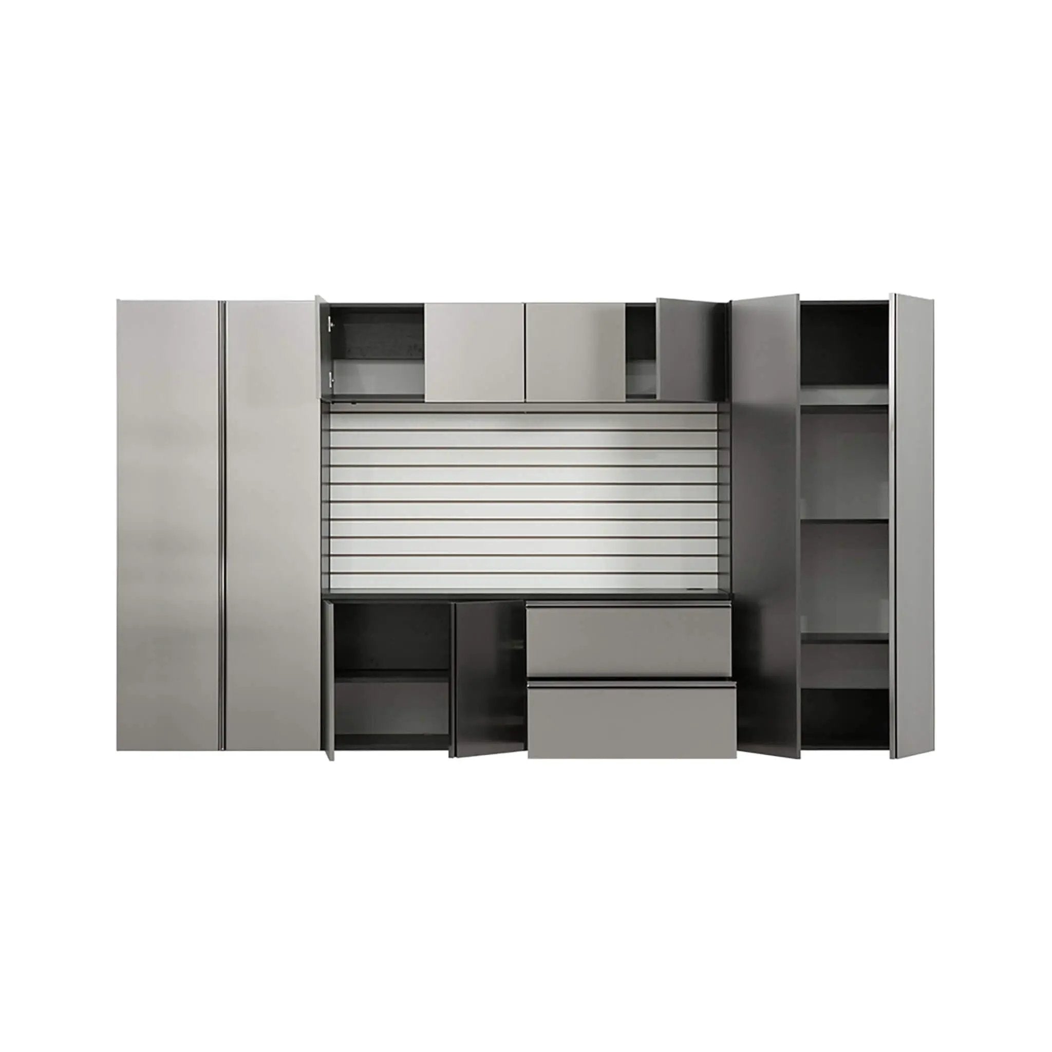 Alora Heavy-Duty Wall-Mounted Metallic Gray Garage Cabinet Set With Soft Closing Doors And Drawers (SAK24368) by SAKSBY WHOLESALE