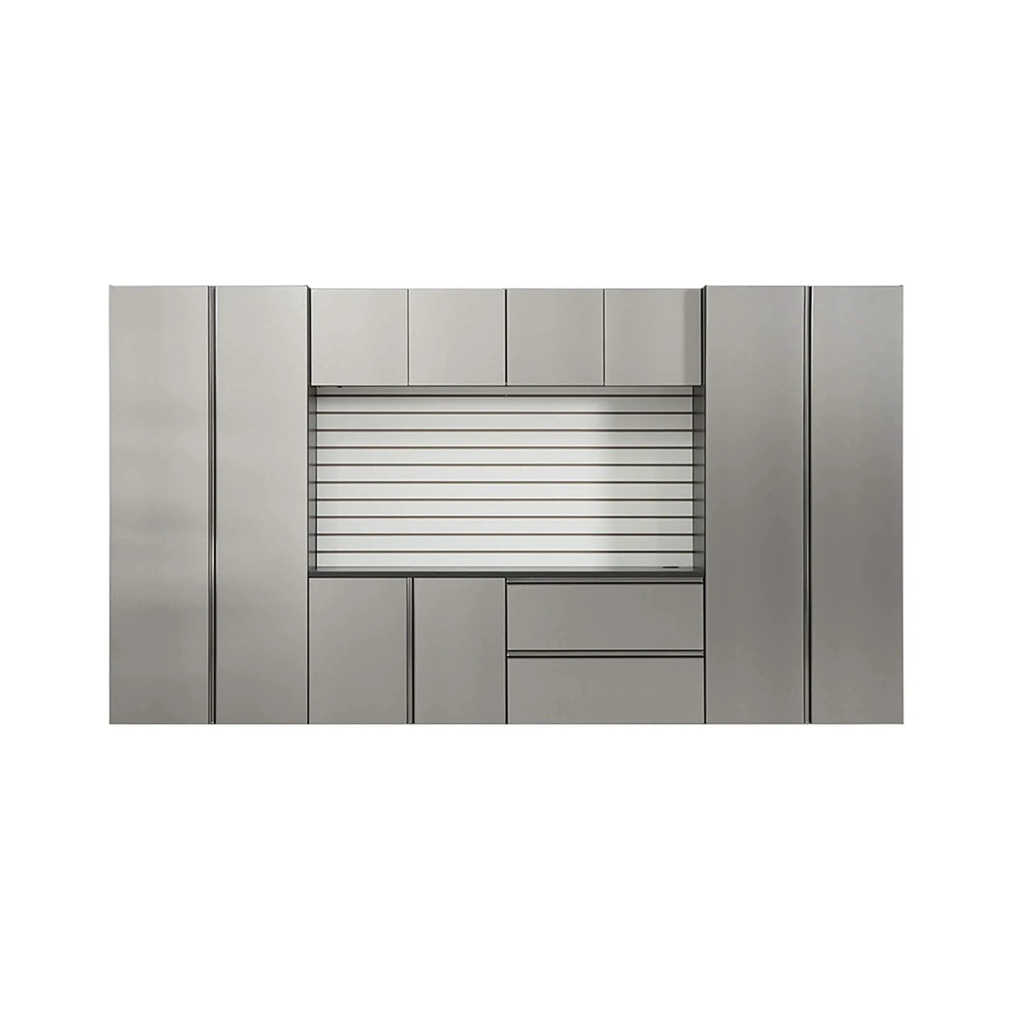Alora Heavy-Duty Wall-Mounted Metallic Gray Garage Cabinet Set With Soft Closing Doors And Drawers (SAK24368) by SAKSBY WHOLESALE