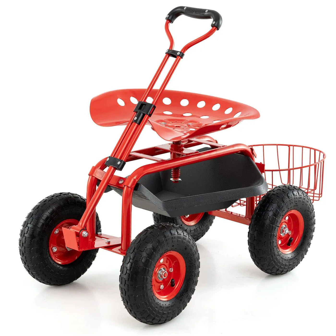 Heavy Duty Garden Cart with Tool Tray and 360 Swivel Seat by DirectDeals