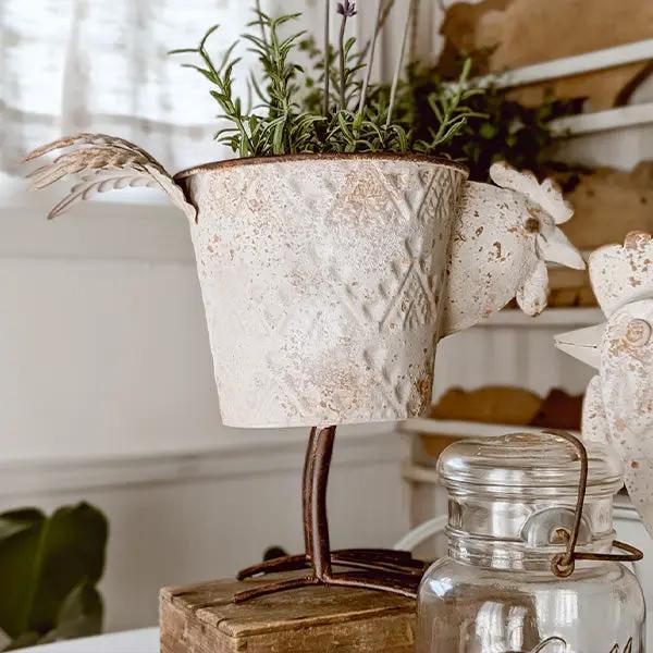 Indoor/Outdoor Distressed Hen Planter, Choose Your Style by Decor Steals