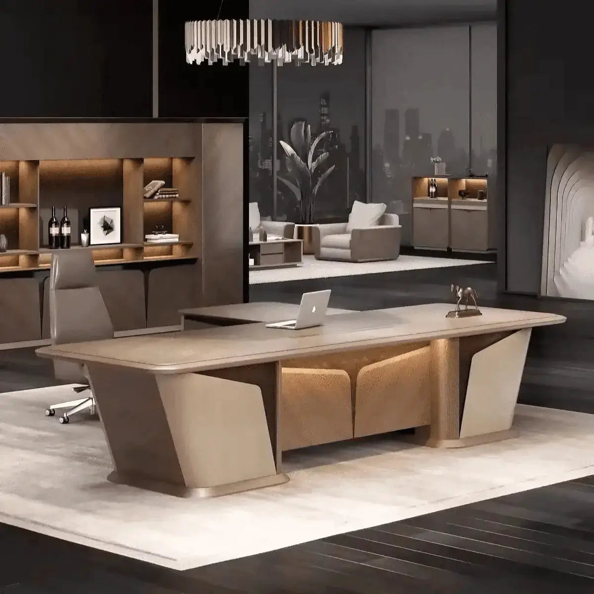 Cognac · Executive Desk w/ Mobile Storage by Arc Grove
